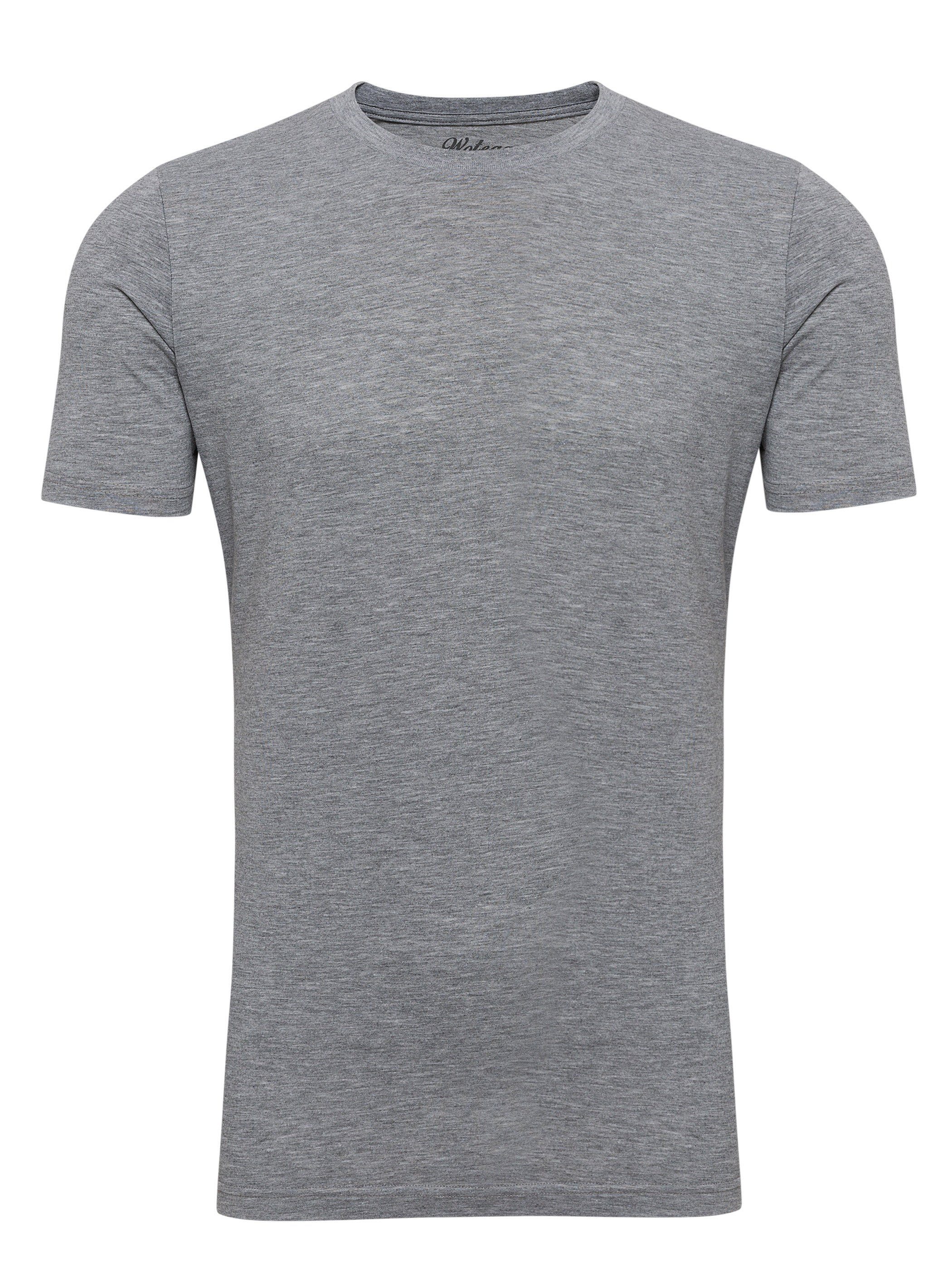 (Set) 163907) Tee gray Alton Neck Basic WOTEGA Crew (dapple Rundhalsshirt T-Shirt Grua modernes