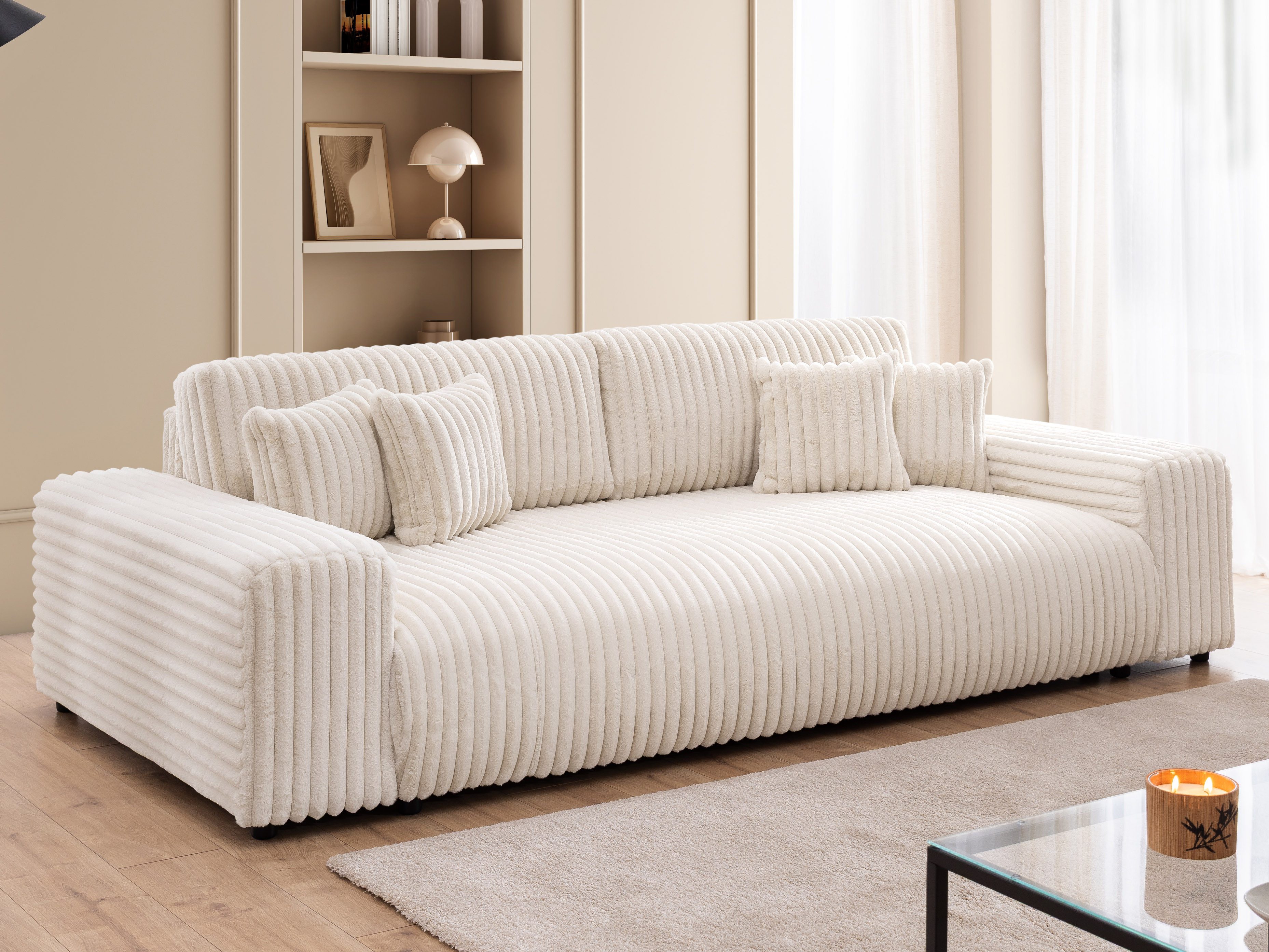 S-Style Möbel Schlafsofa Mollis mit Bettkasten aus Plüschcord, mit Wellenfe günstig online kaufen