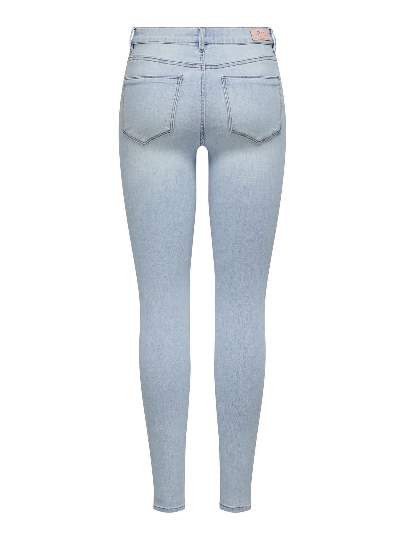Waist ONLY Denim ONLWAUW Hose Skinny Jeans 4754 Blau Stretch Skinny-fit-Jeans Fit Regular in