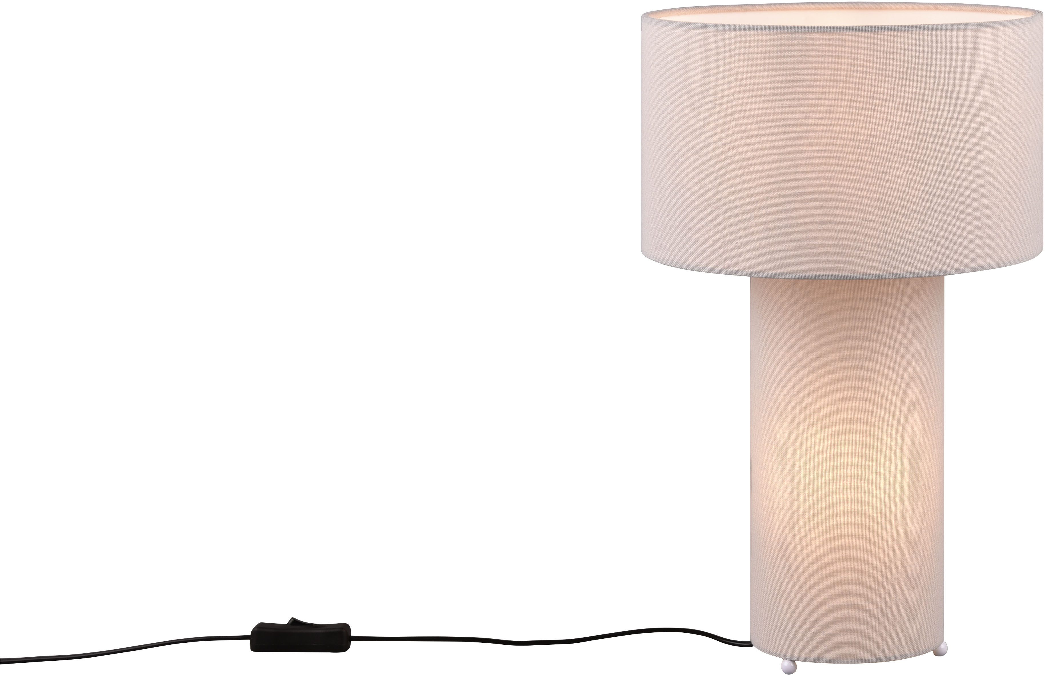 TRIO Leuchten Schreibtischlampe BALE, Nachttischlampe Stoff exkl 2xE27 max 10W mit Schnurschalter, Ein-/Ausschalter, Leuchtmittel wechselbar, warmweiß - kaltweiß, Beleuchtung im Fuß und im Lampenschirm, Höhe 40cm Ø24cm Tischleuchte