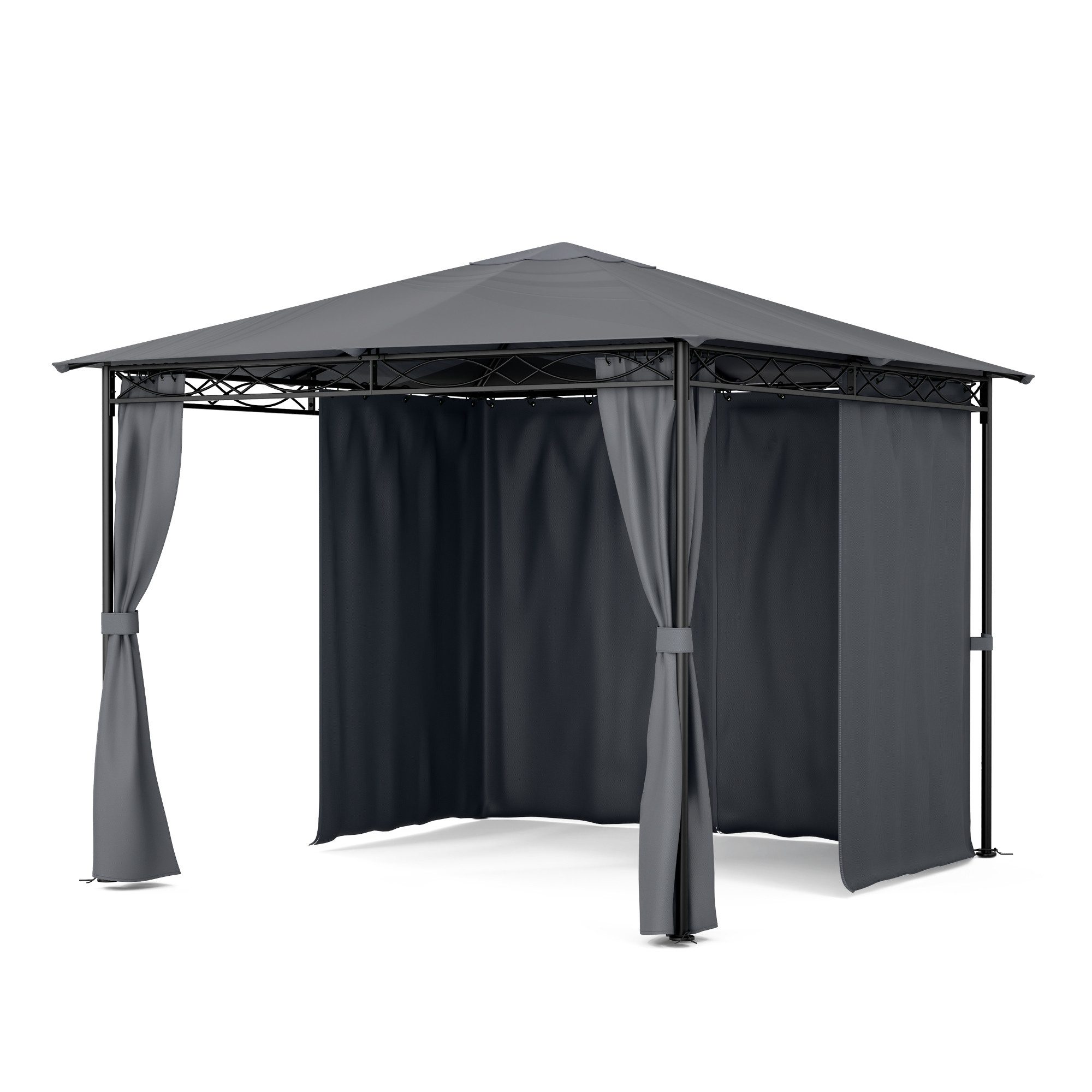blumfeldt Pavillon Mondo 3x3 Pavillon 3x3 m Stahlrahmen wetterfest 4 Seitenwände, (Set), Pergola Terrassenüberdachung Grillpavillon Gartenpavillon Sonnenschutz