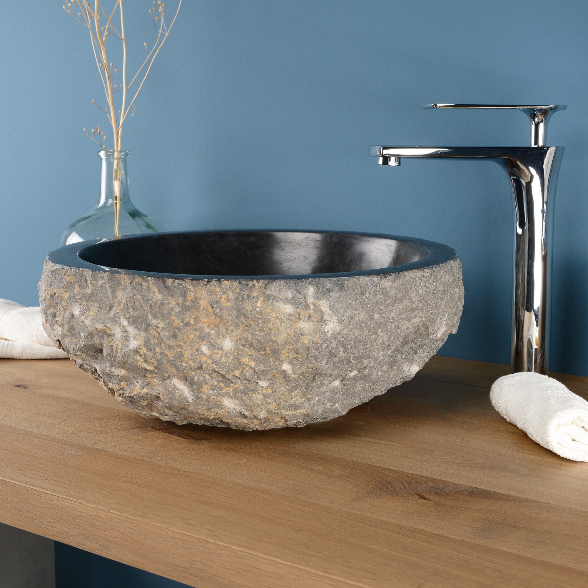 wohnfreuden Aufsatzwaschbecken Erosi Andesit Waschbecken 40 cm anthrazit (K günstig online kaufen