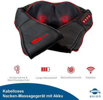 Axion Nacken-Massagegerät kabelloses Shiatsu-Massagegerät für Nacken, mit Infrarot-Wärmefunktion, Set 3-tlg., zur Nackenmassage, Rückenmassage, mit LiPo Akku und Ladegerät