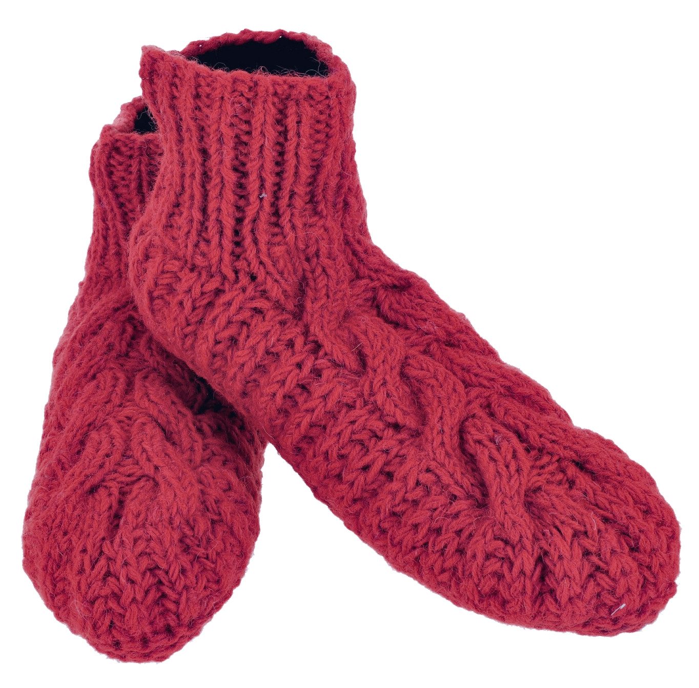 Guru-Shop Haussocken Wollhausschuhe, handgestrickte Hüttenschuhe,..