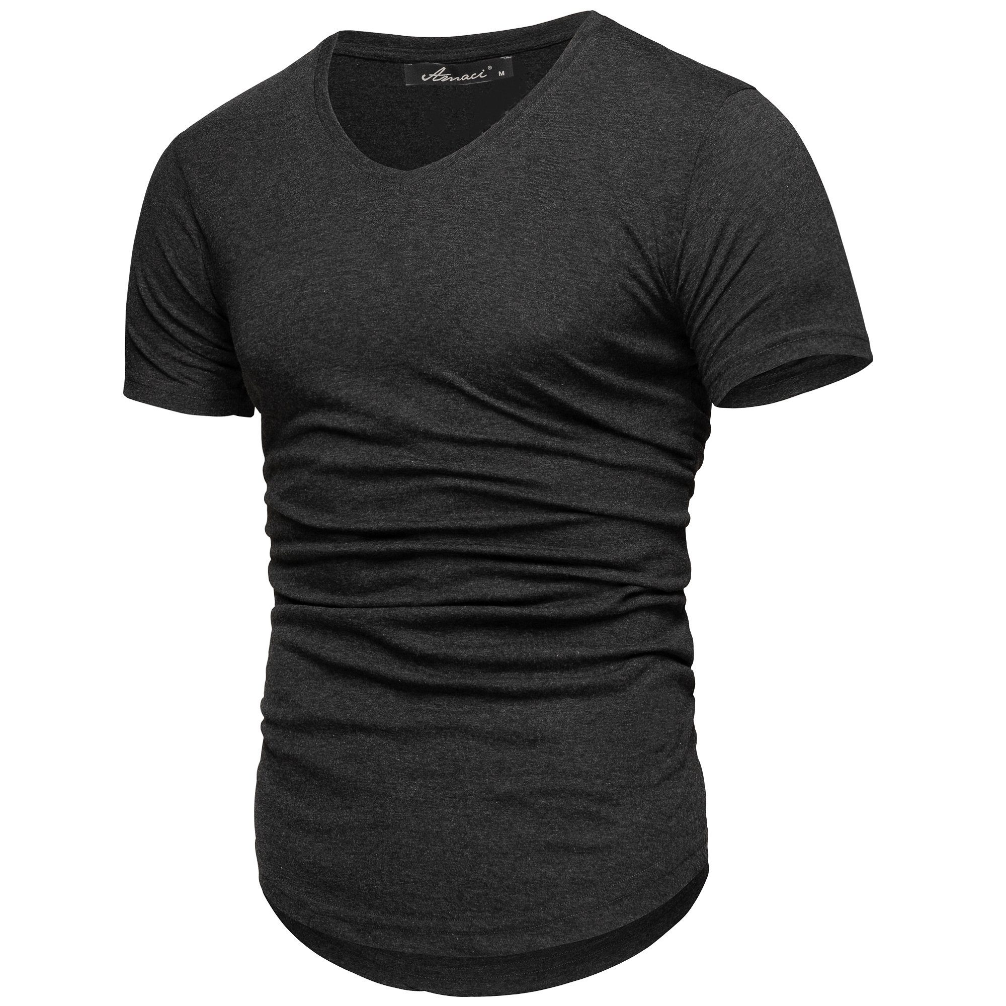 V-Ausschnitt Anthrazit Basic Vintage V-Ausschnitt Oversize Basic Amaci&Sons Herren Oversize mit T-Shirt Shirt BELLEVUE V-Neck T-Shirt