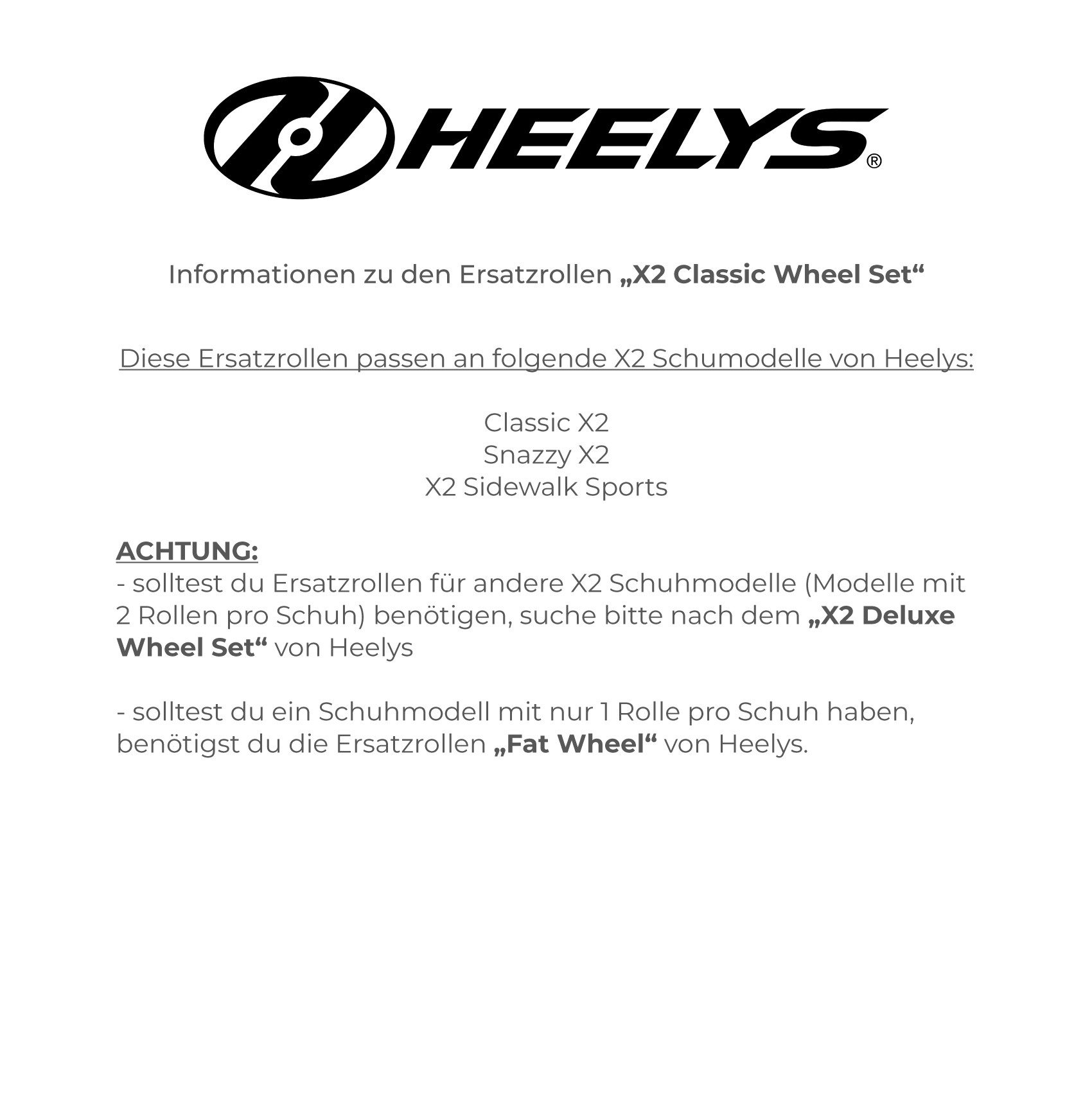 Heelys Rollschuhe Ersatzrollen X2 Classic Wheel Set, für Snazzy X2, Classic X2, Sidewalk Sports X2