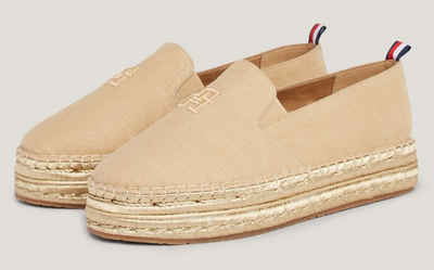 Tommy Hilfiger TH EMBROIDERED GOLD FLATFORM Espadrille Plateau Schuh, Sommerschuh, Slipper mit Stretcheinsätzen, schmale Form