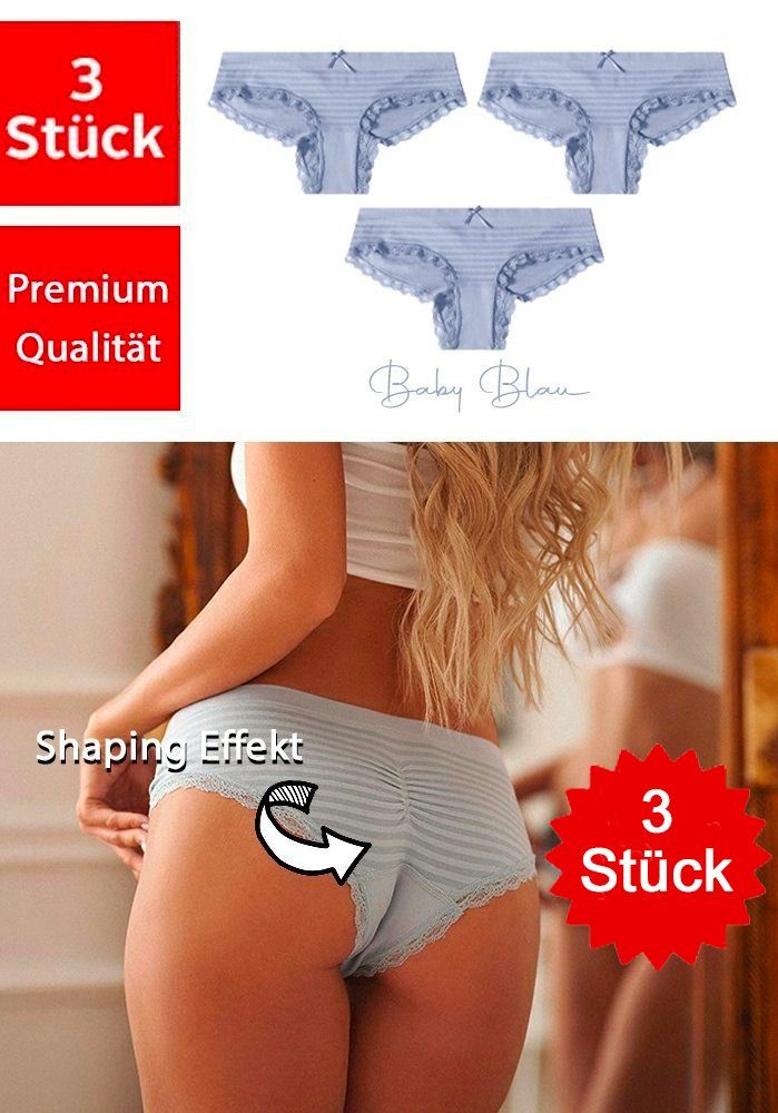 #1 Topseller Slip (3-er Pack) Premium Shaping Slip Unterhose für einen knackigen Po Blau