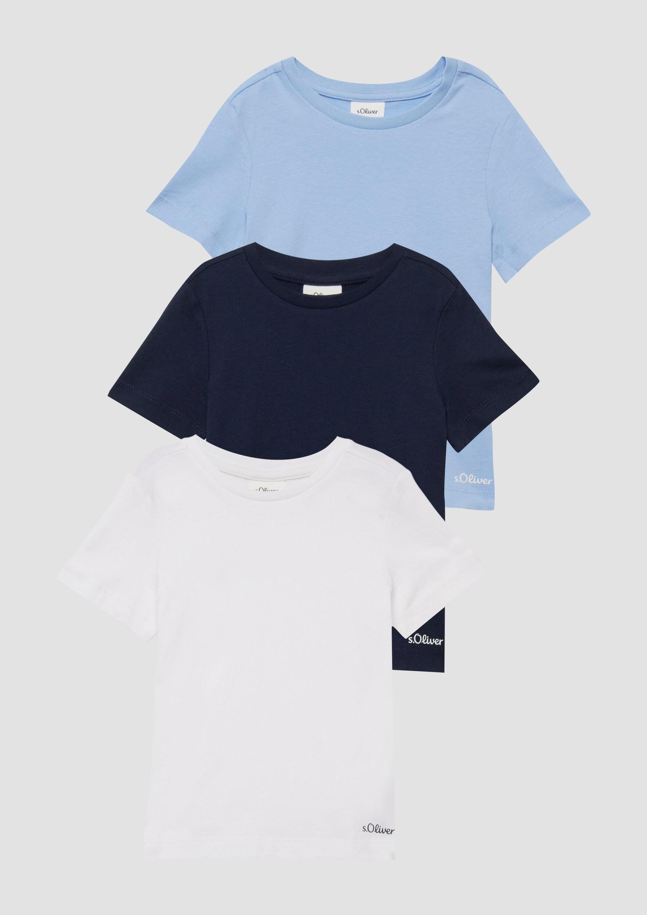 s.Oliver Kurzarmshirt T-Shirt 3er-Pack Unisex T-Shirts mit Logoprint