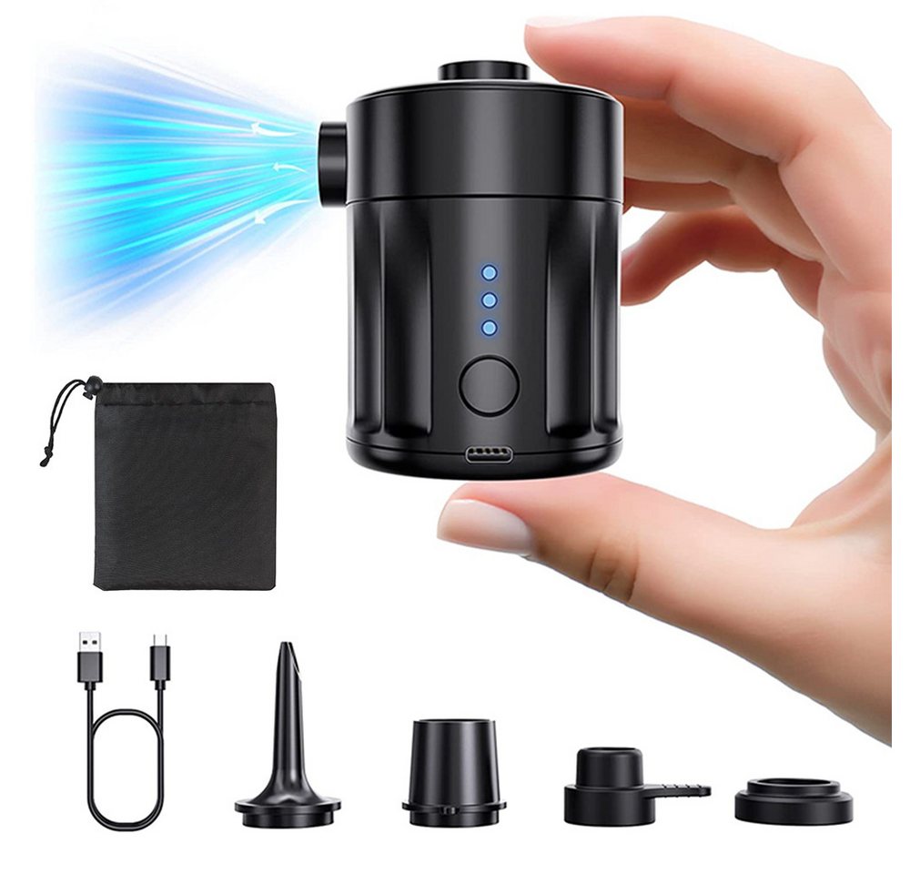 AFKSMILE Luftpumpe Elektrische Luftpumpe, 4000mAh Pumpe Akku mit 4 Düsen für Luftmatratze (1-tlg), 5000 Pa Akku Luftpumpe,450L/Min,Inflator Deflator Luftpumpe Elektrisch