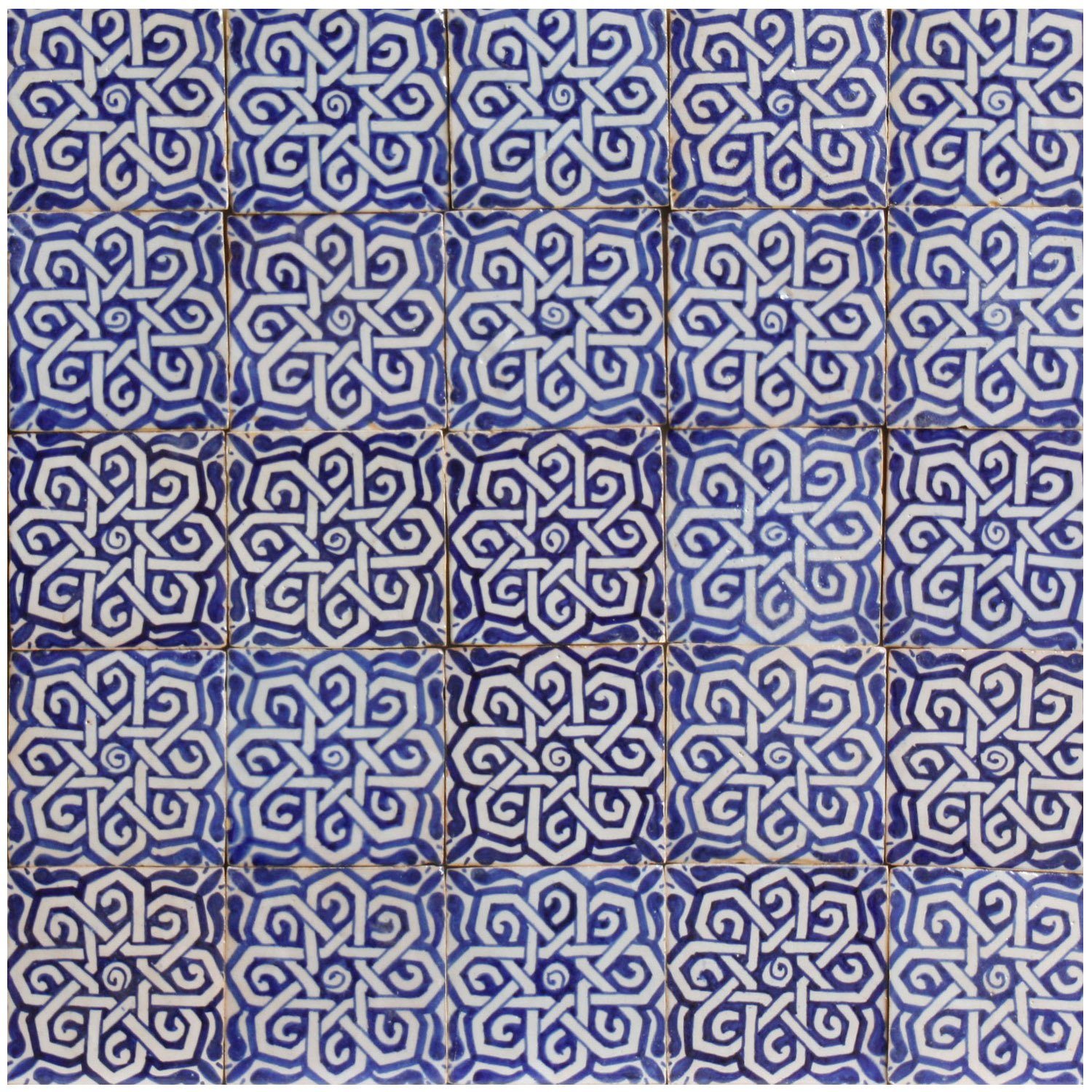 von Farah Weiß, Marokkanische Keramik bemalt, Casa Fliese 10x10 Wandfliese Kunsthandwerk und Hand kunstvoll Blau Marokko Moro aus cm FL7050