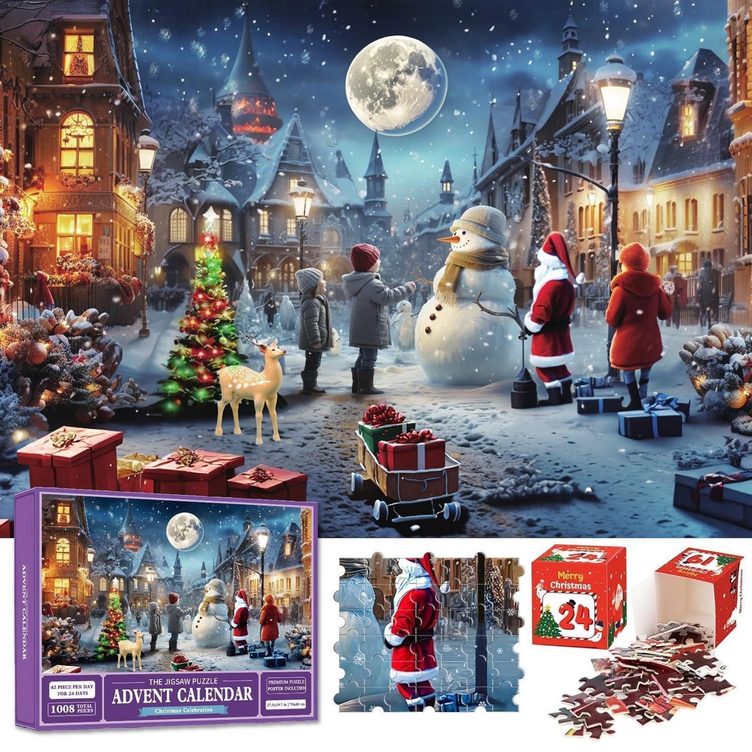 LuxusKollektion Adventskalender Adventskalender Puzzle 1008 Teile 24 Boxen 50x70cm