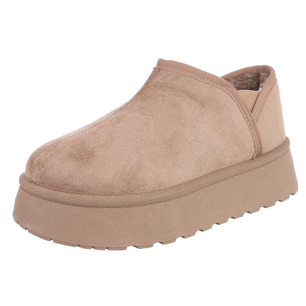 Ital-Design Damen Slip-on Plateau Schuh mit Profilsohle Snowboots (92214512) Flach Stiefeletten in Hellbraun