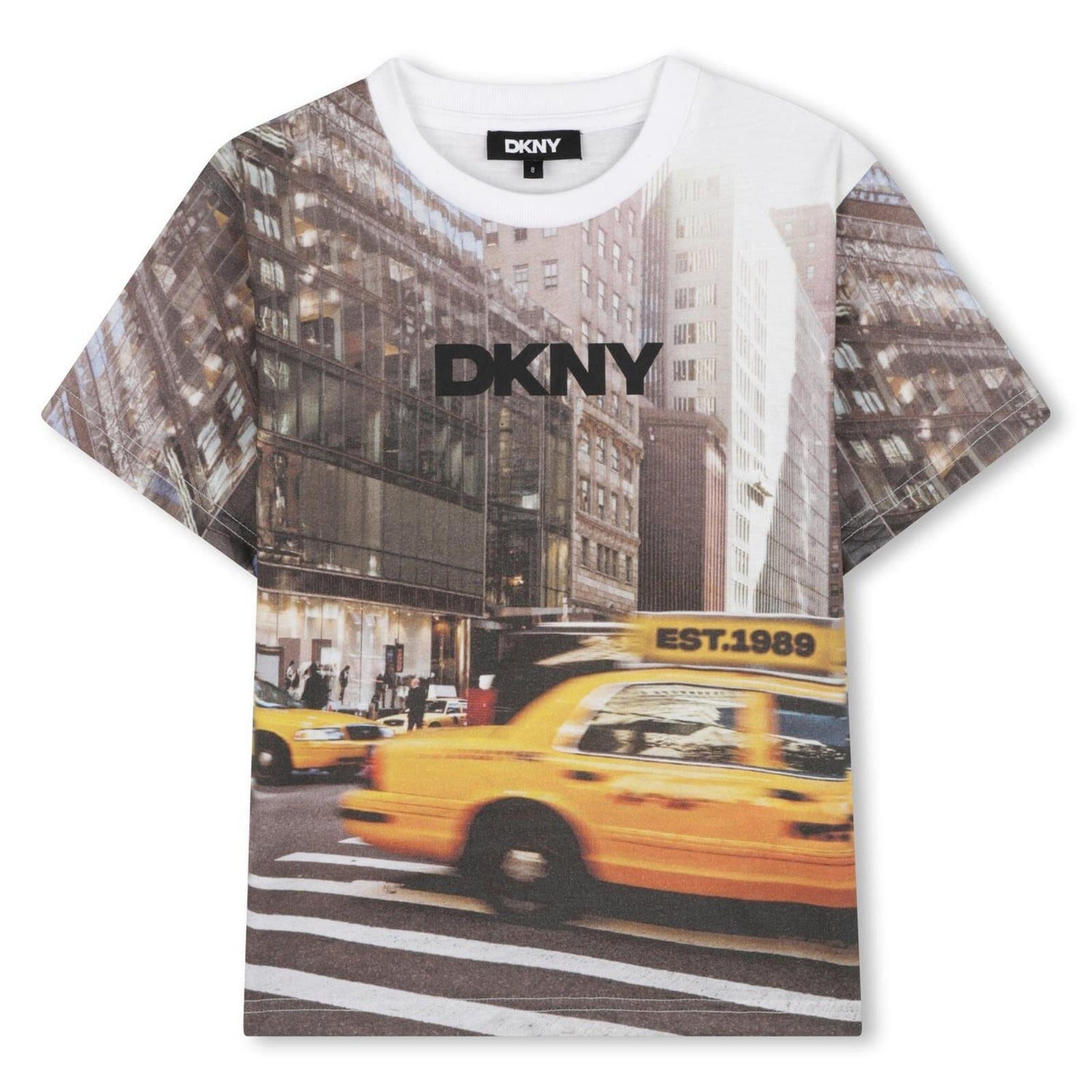 DKNY T-Shirt DKNY Kinder-T-Shirt mit NYC-Taxi-Fotoprint – Weiß