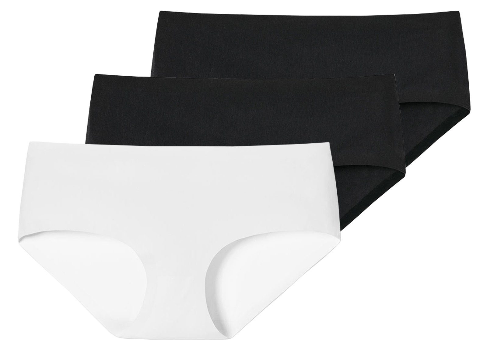 Schiesser Panty Damen Panty, 3er Pack - Invisible Cotton, Nahtlos Schwarz/Schwarz/Weiß