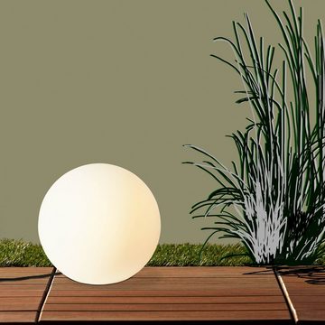 Lightbox Außen-Stehlampe, ohne Leuchtmittel, Außen-Lichtkugel 30cm, 1x E27 max. 60W, Kunststoff, weiß