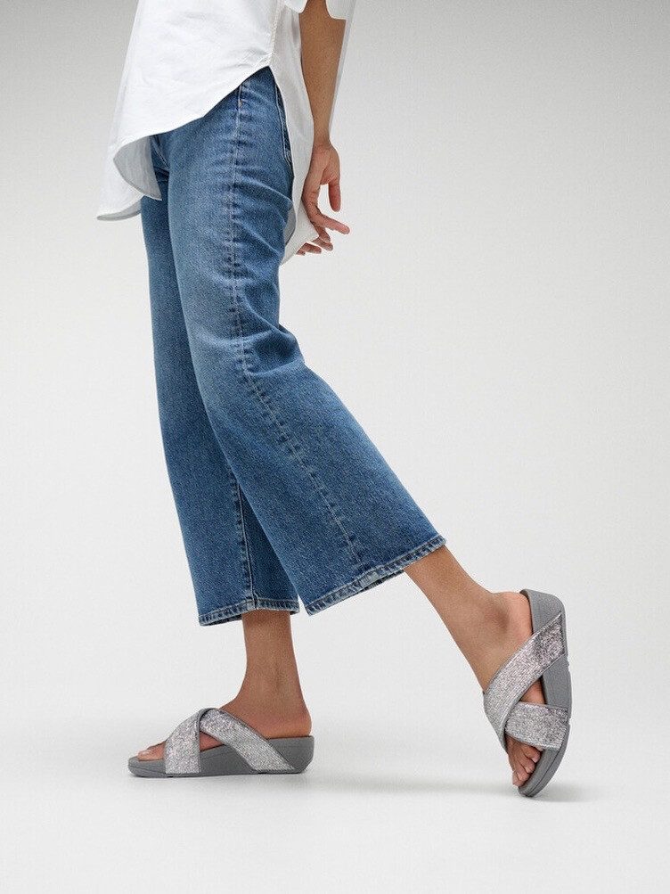 Fitflop LULU CRINKLED SHIMMER Pantolette Slides, günstig online kaufen