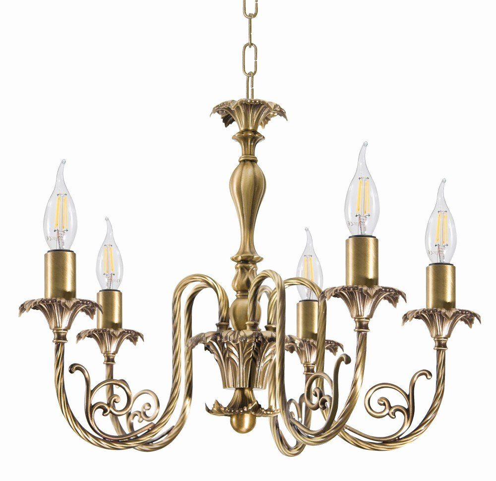 Licht-Erlebnisse Kronleuchter LUIGI XV, ohne Leuchtmittel, Hängelampe Esstisch bronziertes Messing E14 Premium Jugendstil Design