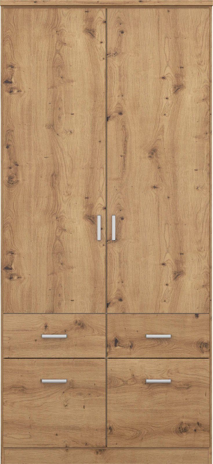 rauch Kleiderschrank Kleiderschrank Schrank Garderobe deckenhoher Schrank BREMEN (optional mit Spiegel, Breiten: 91/136/181 cm, Höhe: 199 cm) in vielen Farbvari – Bild 4 von 5