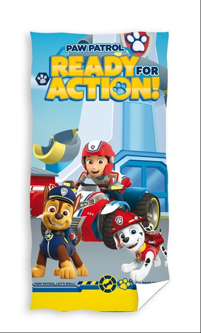 PAW PATROL Handtuch PAW Patrol - Handtuch mit Ryder, Marshall & Chase, 70x140, Baumwolle (1-St), 100% Baumwolle