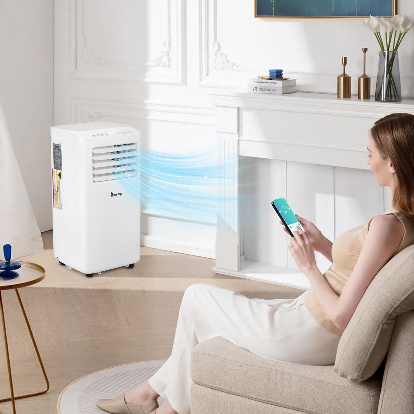 LALAHO Klimagerät Mobiles Klimagerät 10000 BTU/h, mit Abluftschlauch mit WIFI