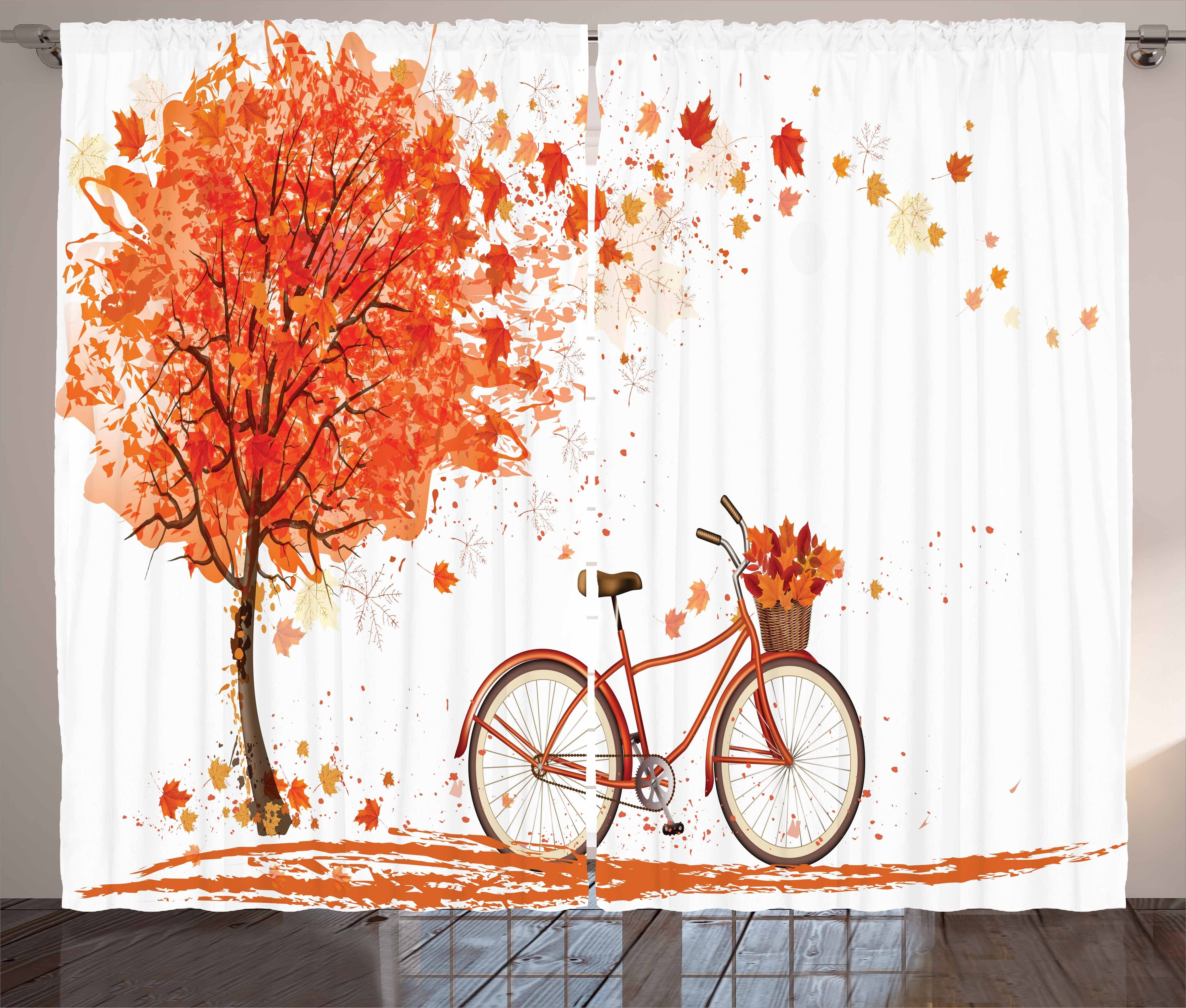 Aquarell Herbstsaison mit Gardine Abakuhaus, Herbst Vorhang Schlaufen Haken, Kräuselband und Schlafzimmer