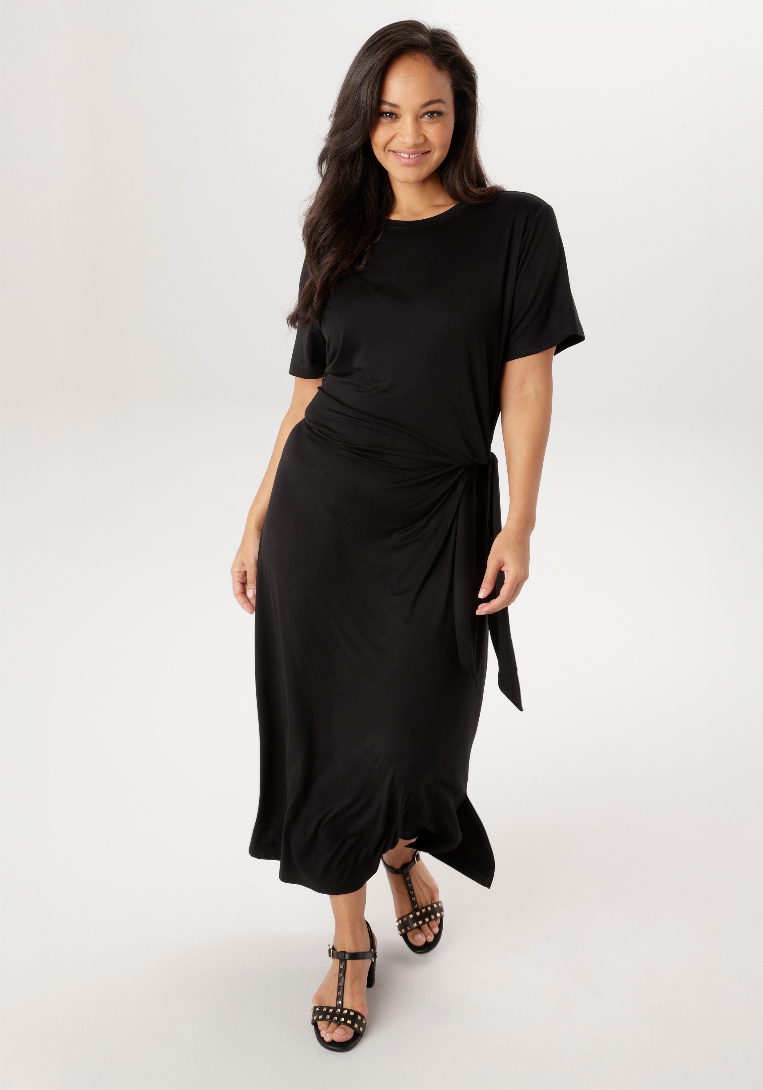 Aniston PLUS Maxikleid mit raffiniertem Bindeband - NEUE KOLLEKTION günstig online kaufen