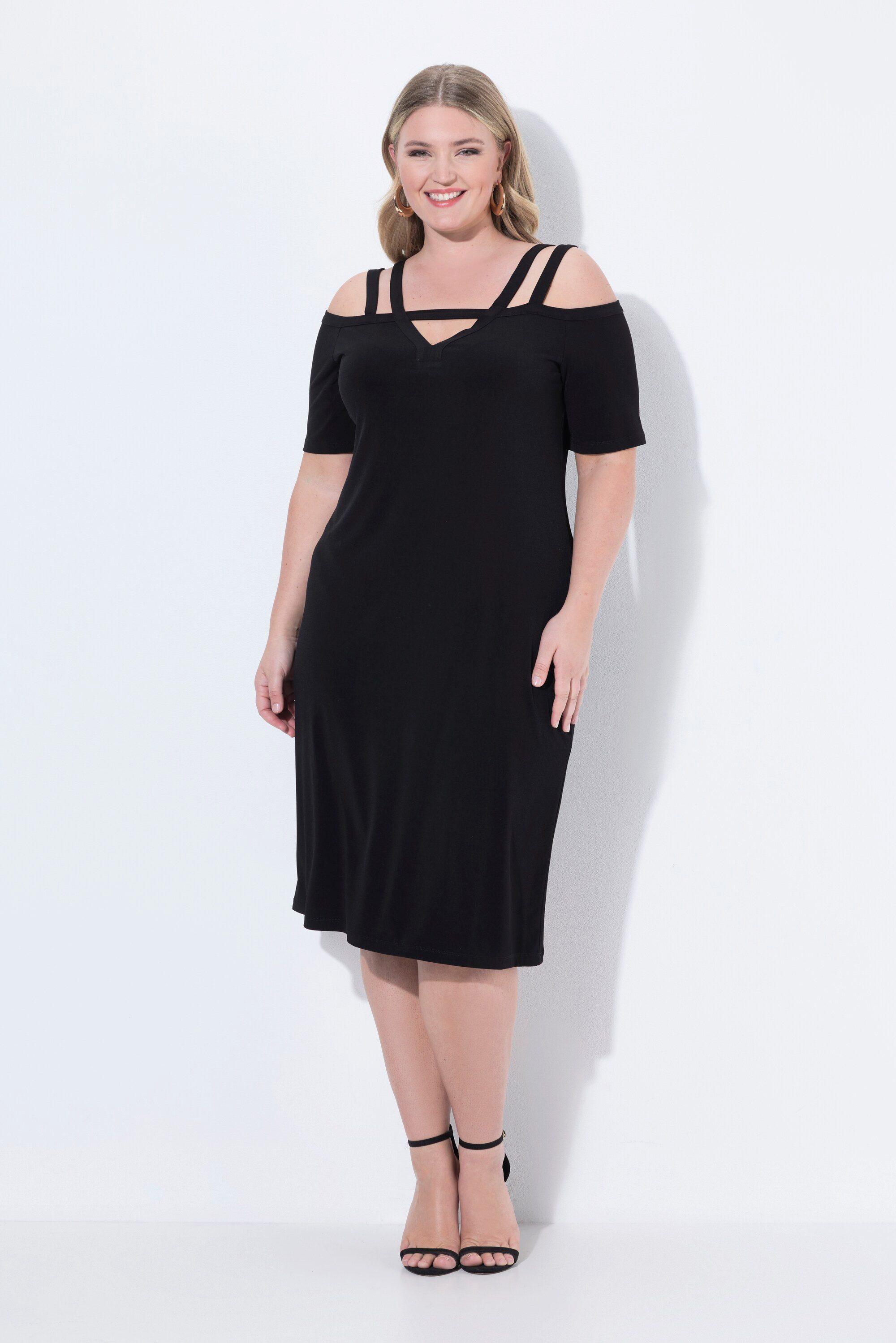 MIAMODA Jerseykleid ColdShoulder-Kleid Schulterträger weite Ärmel