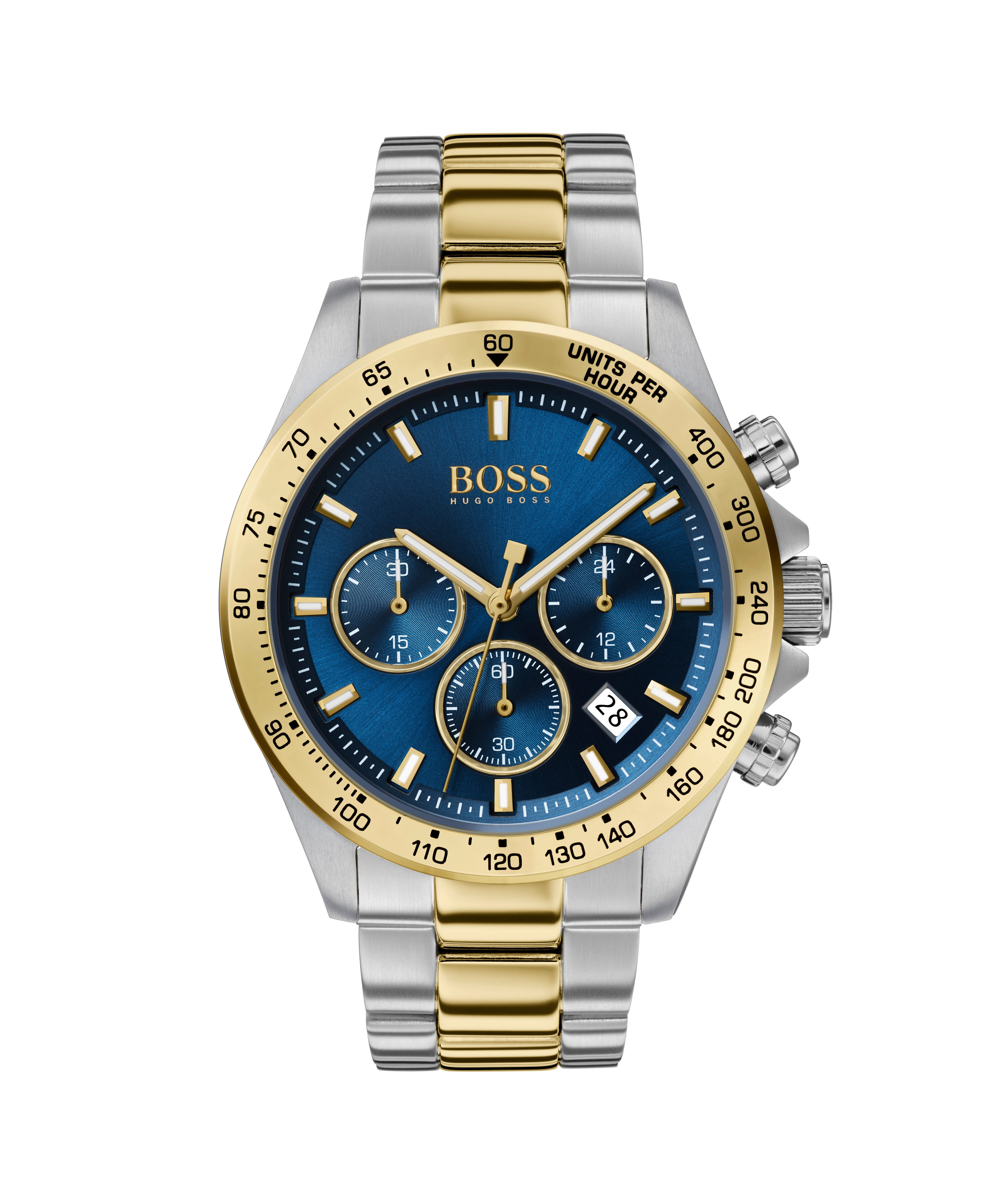 BOSS Chronograph HERO 1513767, Quarzuhr, Armbanduhr, Herrenuhr, Edelstahlarmband, analog, Tag