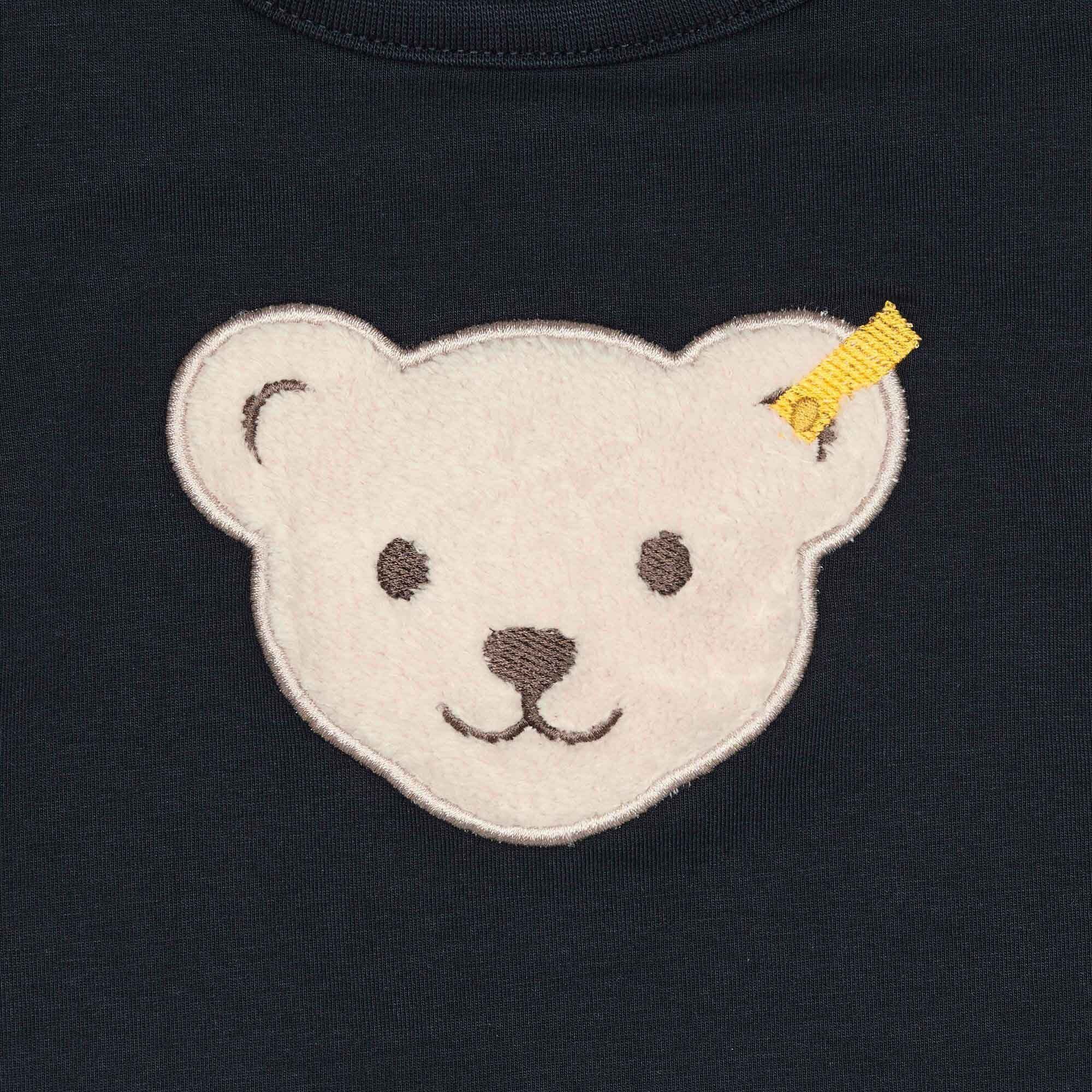 - Teddy-Applikation Blau Basic, Kinder Langarm-Shirt Steiff T-Shirt