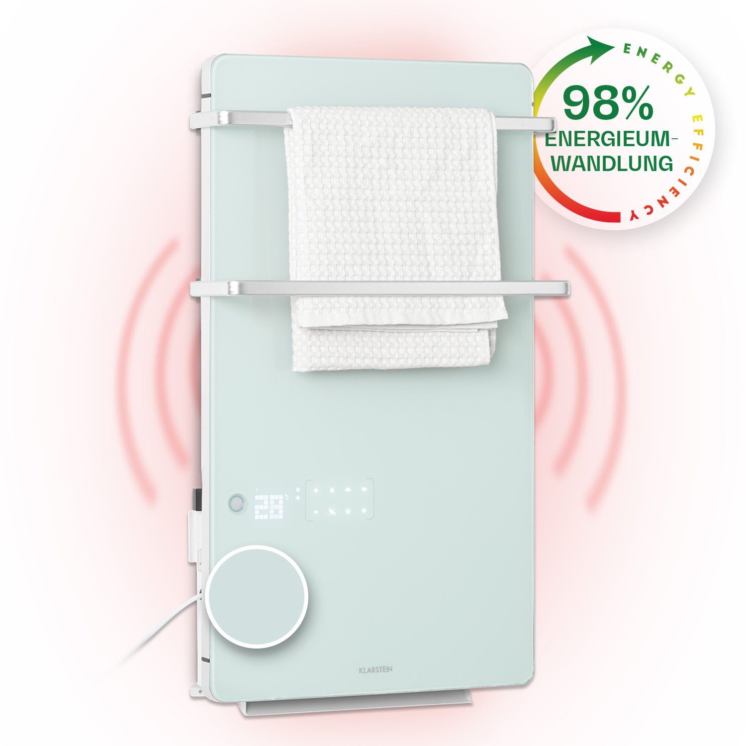 Klarstein Heizkörper Hot Spot Crystal Flow, elektrische Infrarot Wandheizung Thermostat Heizung elektrisch Bad