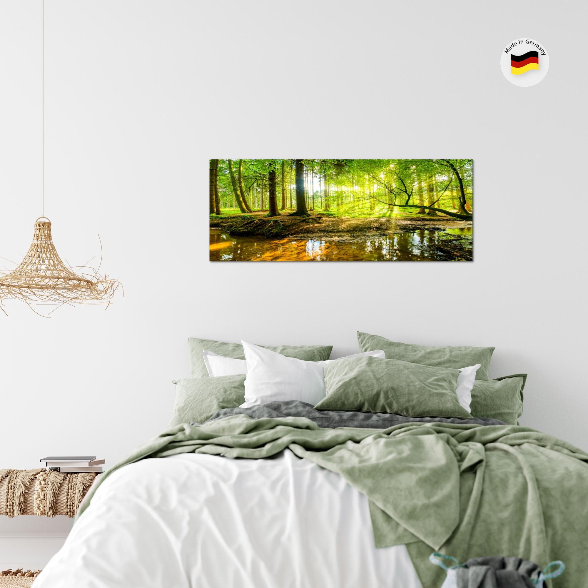 Runa Art Wandbild Wald See Natur Landschaft Deko Bilder XXL Wohnzimmer Schlafzimmer, Wald