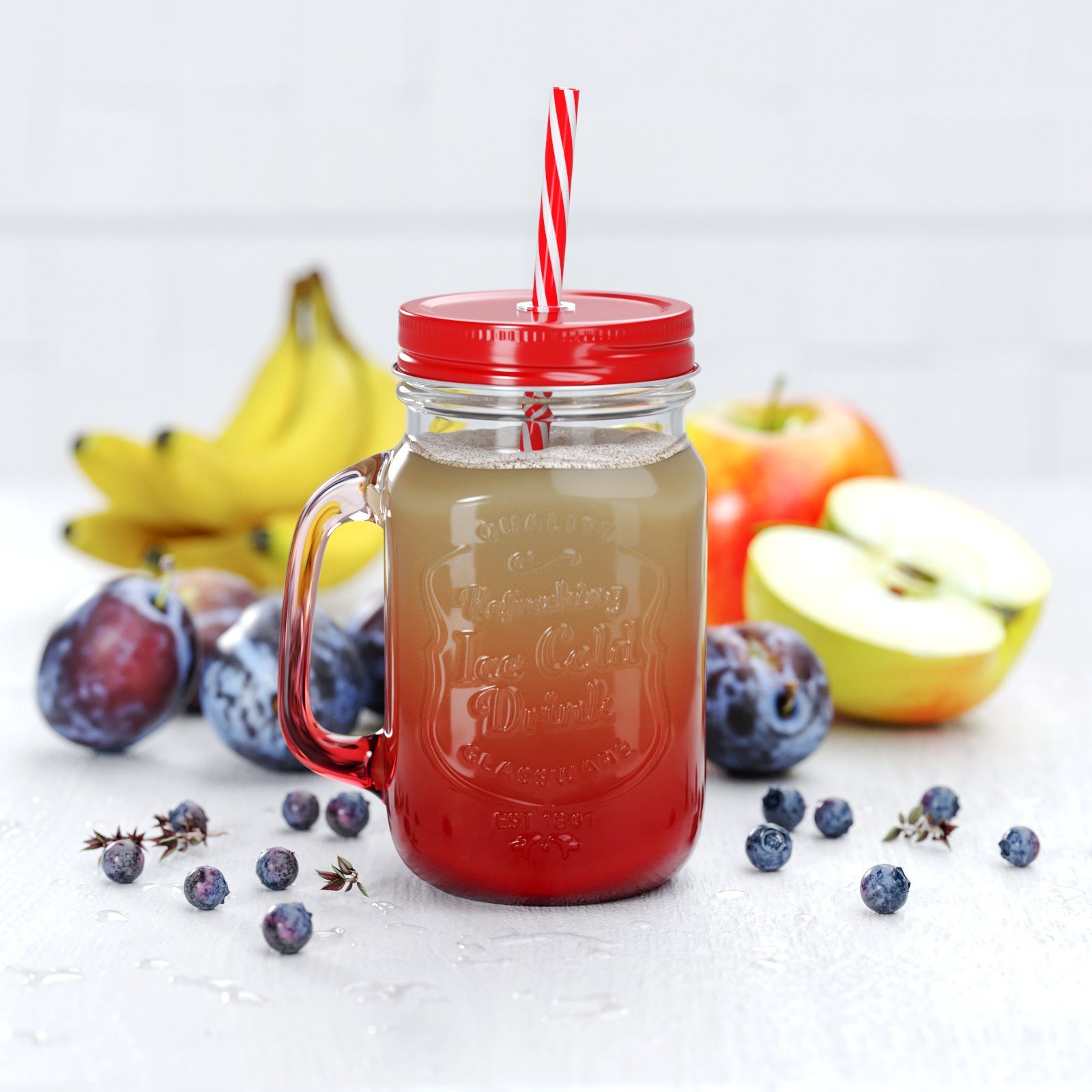 Wellgro Glas Trinkgläser Farbverlauf - 500ml + Ersatzdeckeln, 4-tlg. – Bild 5 von 5