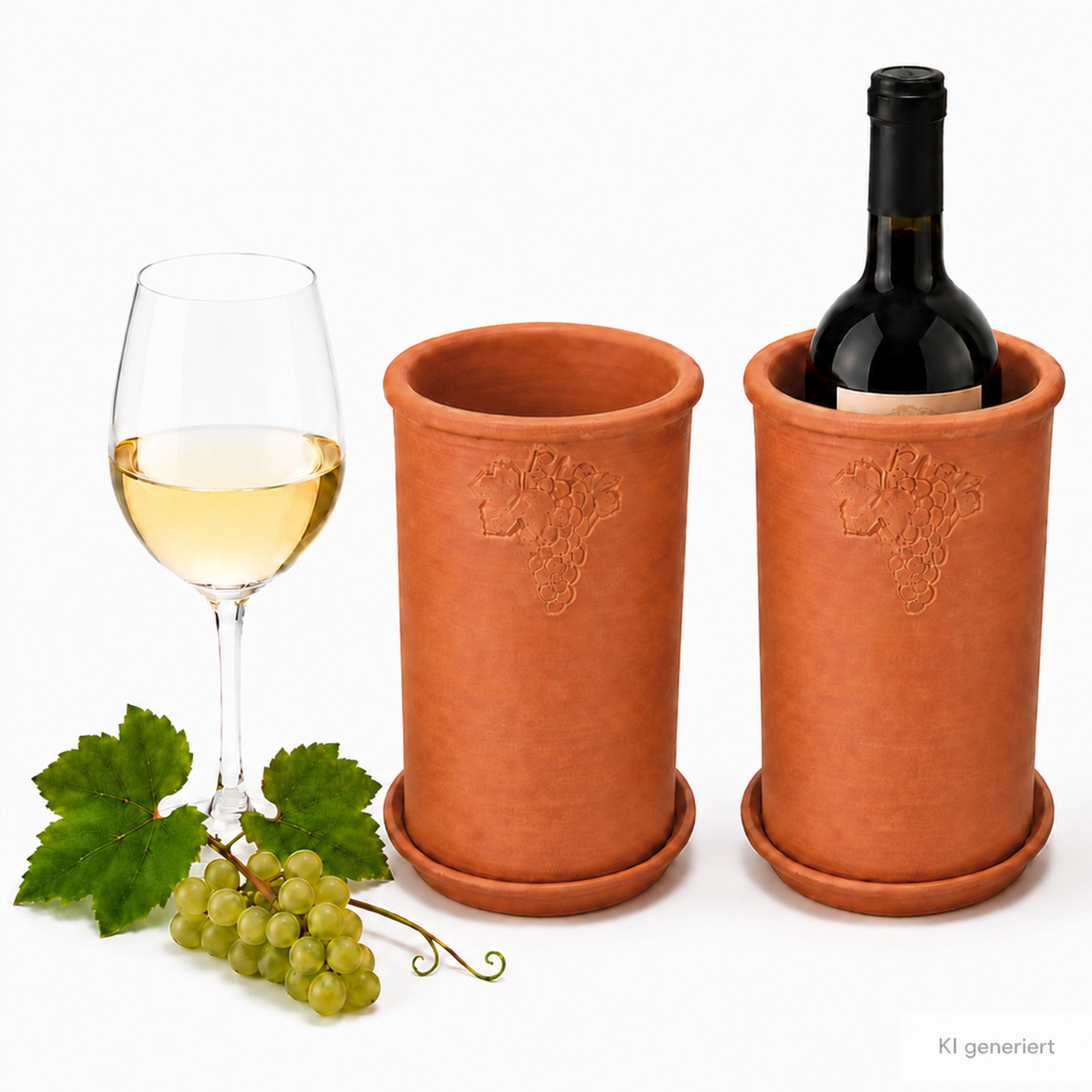 MamboCat Weinkühler 2x Weinkühler mit Untersetzer Terrakotta Ø11,5cm H18,8cm Sekt Wasser
