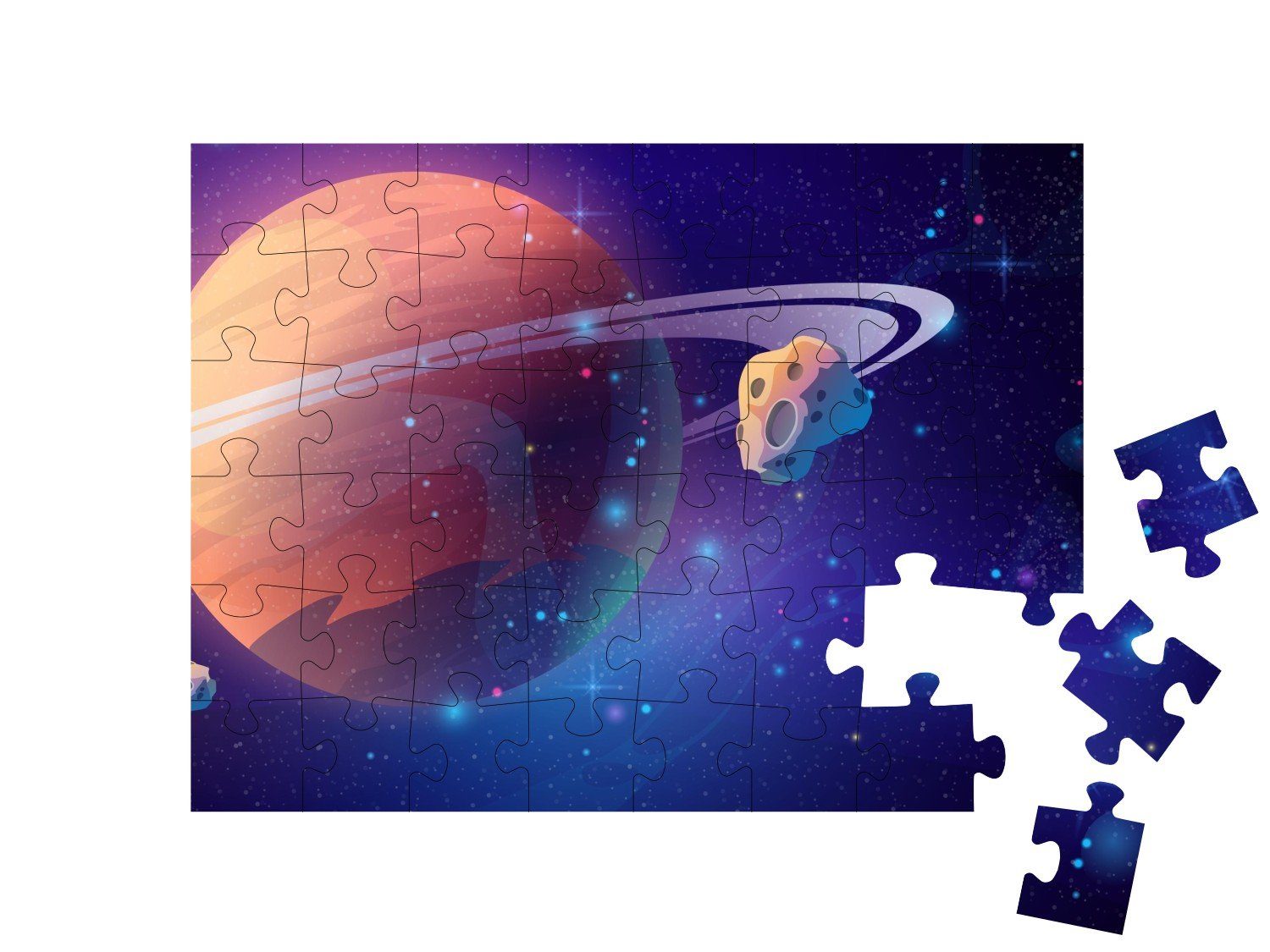 Puzzle 48 Asteroiden puzzleYOU-Kollektionen und Puzzleteile, Astronomie puzzleYOU Saturn Weltraum, im