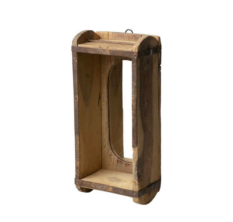Markenwarenshop-Style Holzkiste Ziegelform alte Backsteinform innen mit Ovalem-Spiegel Kiste Unika