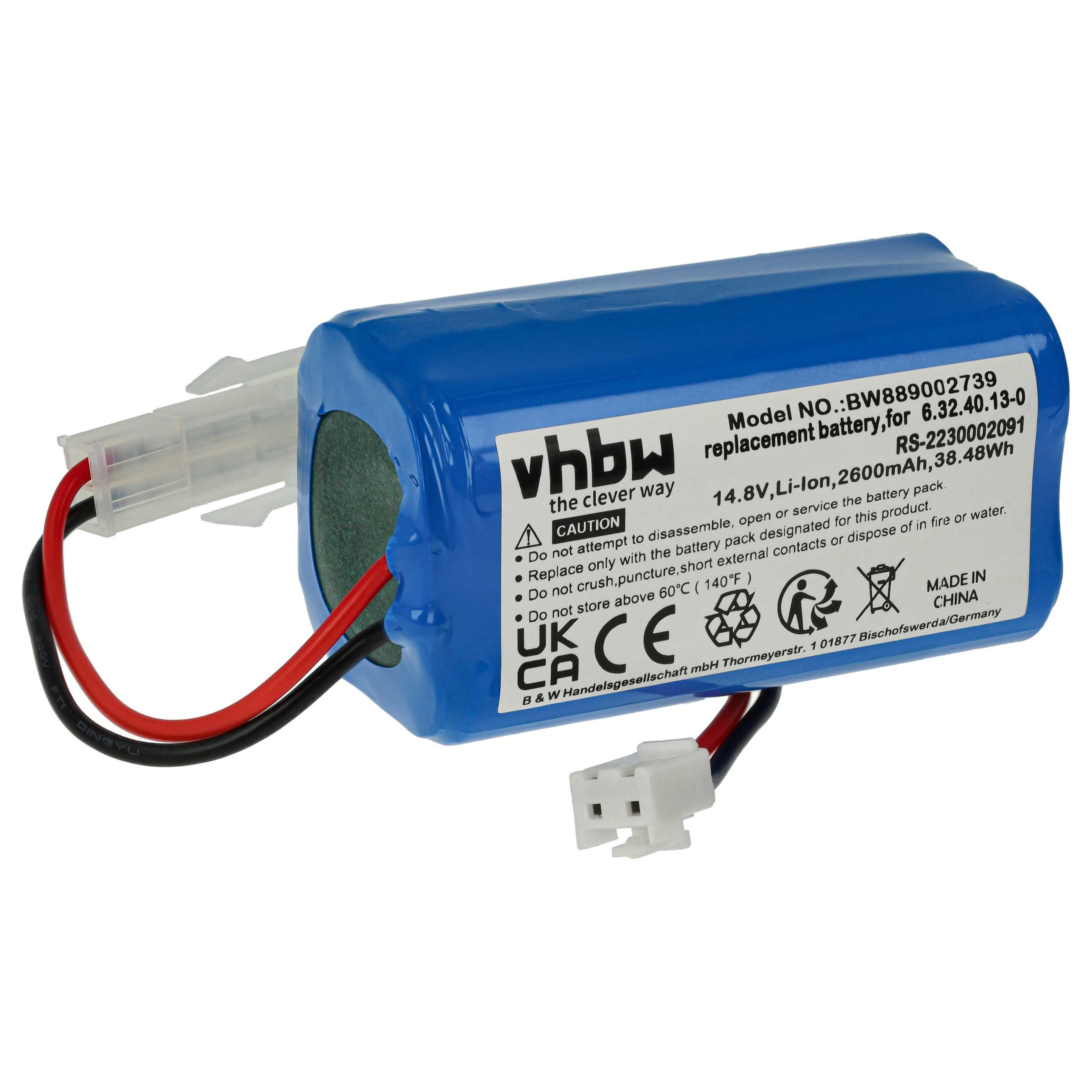 vhbw Akku Ersatz für Rowenta RS-2230002091 für Saugroboter (2600 mAh, 14,8 Staubsauger-Akku Akku Li-Ion 2600 mAh (14,8 V), Leistungsfähiger Austausch-Akku für Ihren Saugroboter