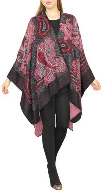 dy_mode Poncho Damen Wendeponcho Cape Umhang in Paisley Muster Poncho Oversize in Paisley Muster