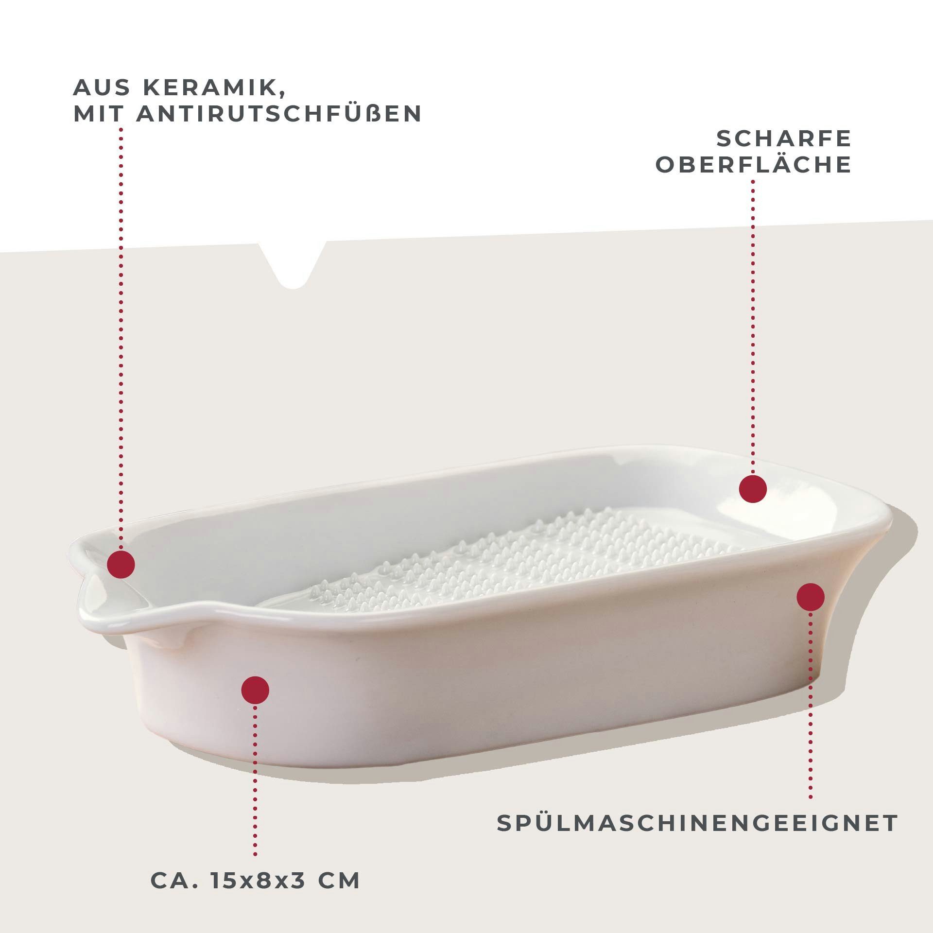 FACKELMANN Ingwerreibe Ingwerreibe, Keramikreibe, Hobel für Gewürze, Küchenhelfer