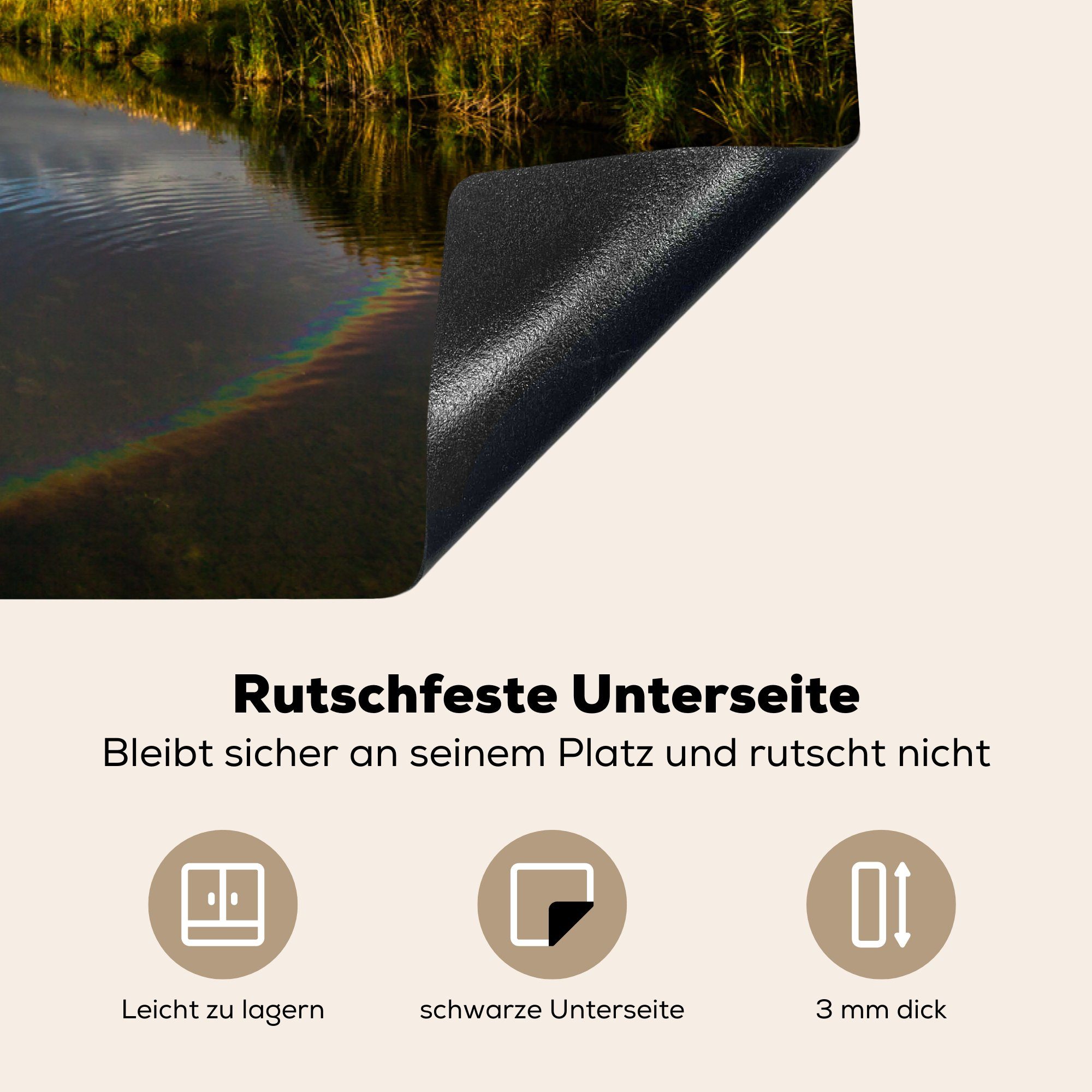 MuchoWow Herdblende-/Abdeckplatte Regenbogen über dem Fluss, (1 Ceranfeldabdeckung Induktionskochfeld küche, 81x52 Schutz cm, tlg), Vinyl, für die