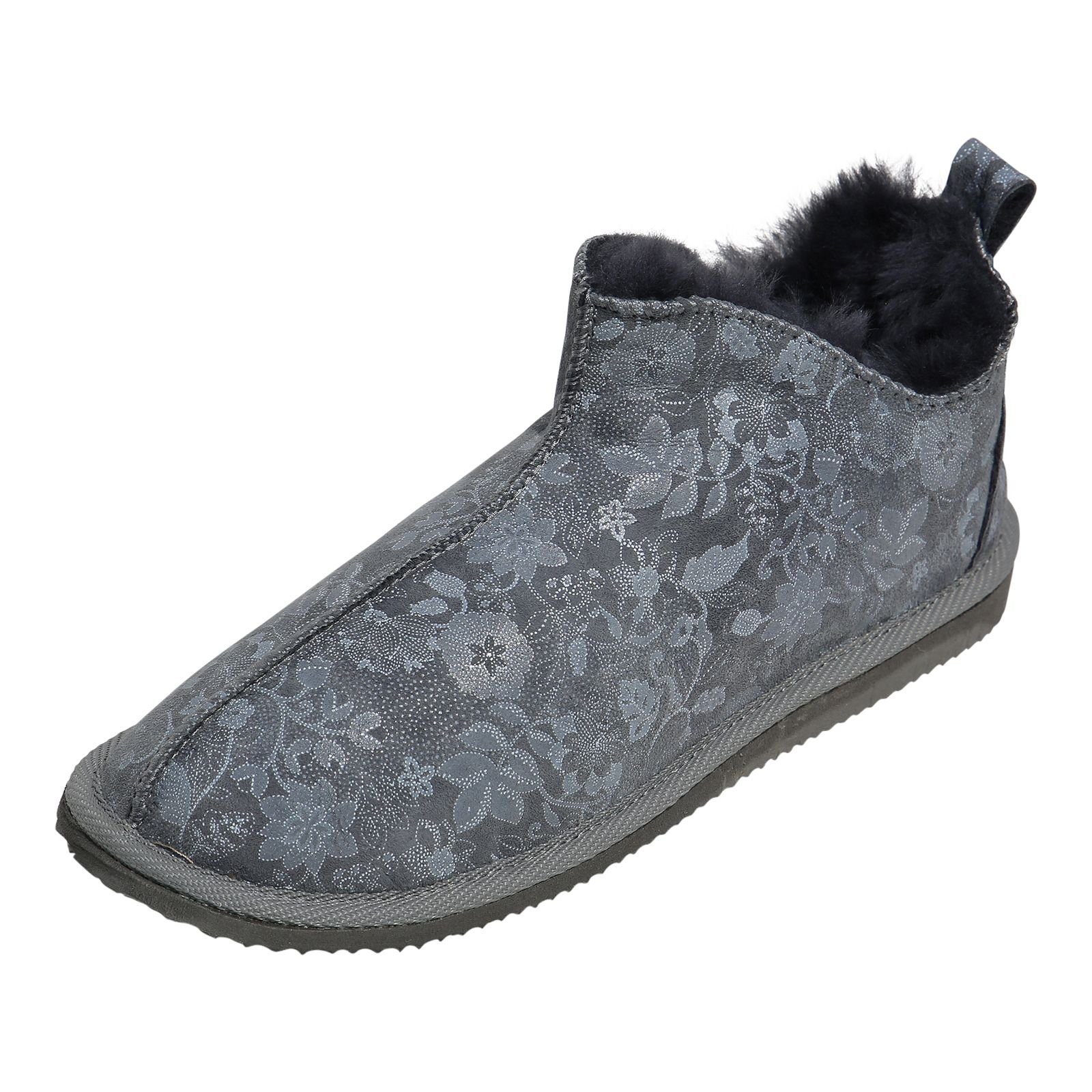Hollert Hausschuh Angel Hüttenschuhe Fellschuhe Echtleder Merino Schaffell gefüttert