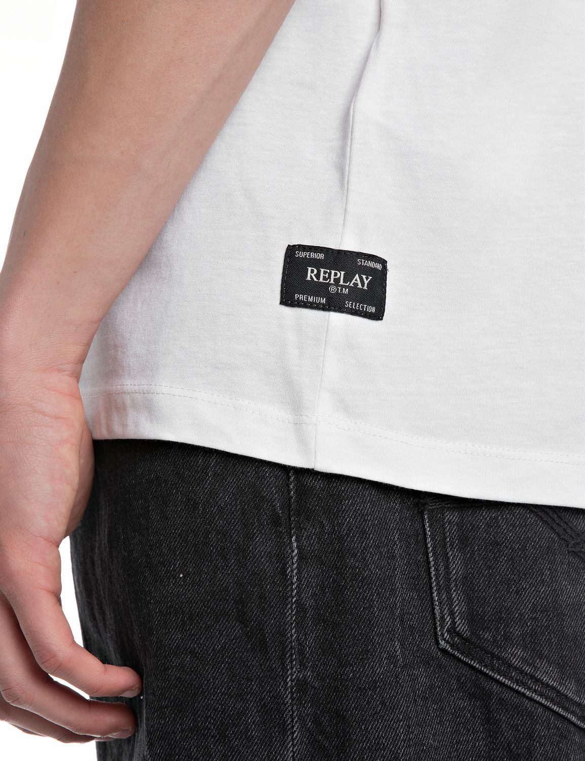 Replay T-Shirt mit Logostickerei auf der Brust