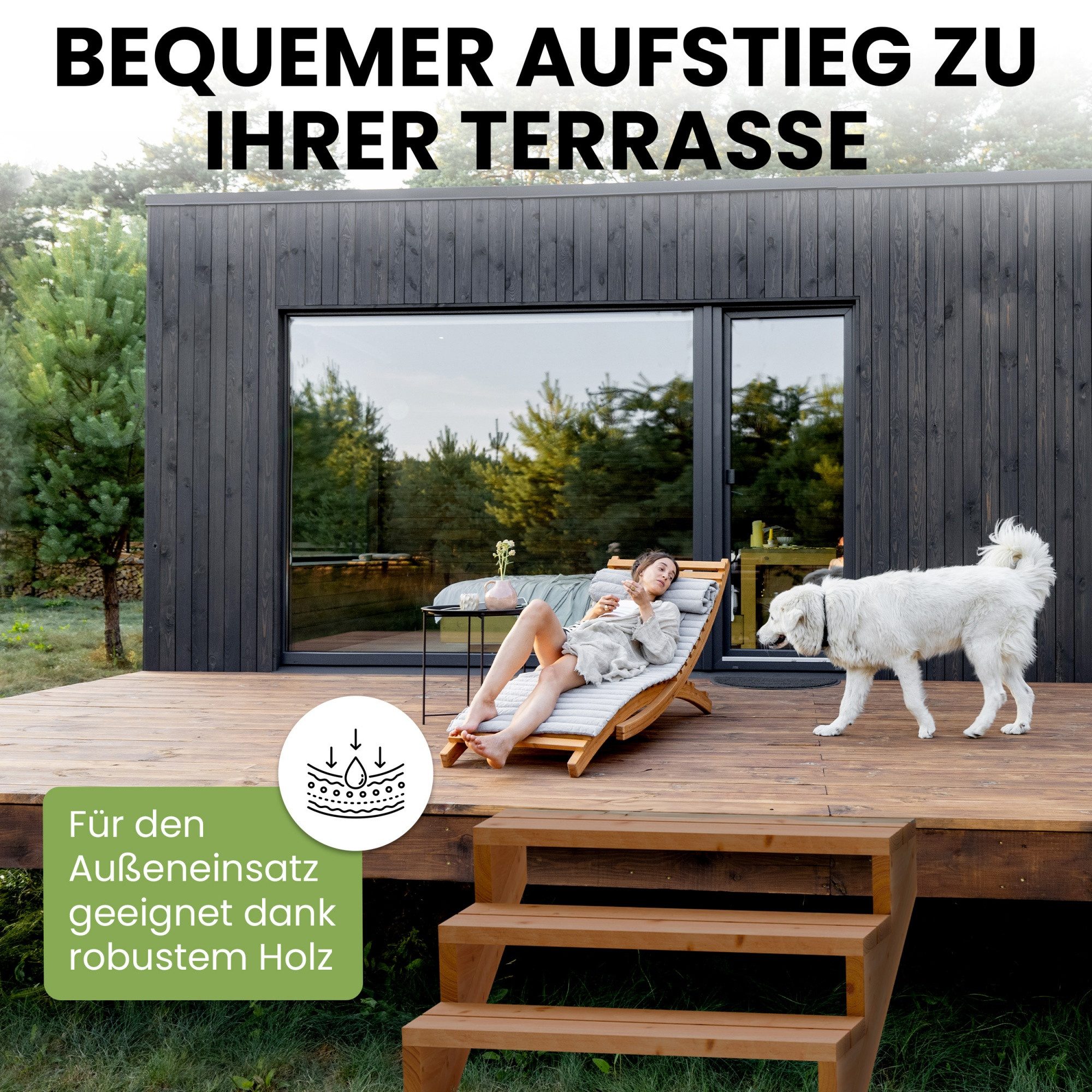 Gartenwelt Riegelsberger Außentreppe Terrassentreppe aus Lärche Treppe Stufen Wangentreppe Breite – Bild 4 von 5