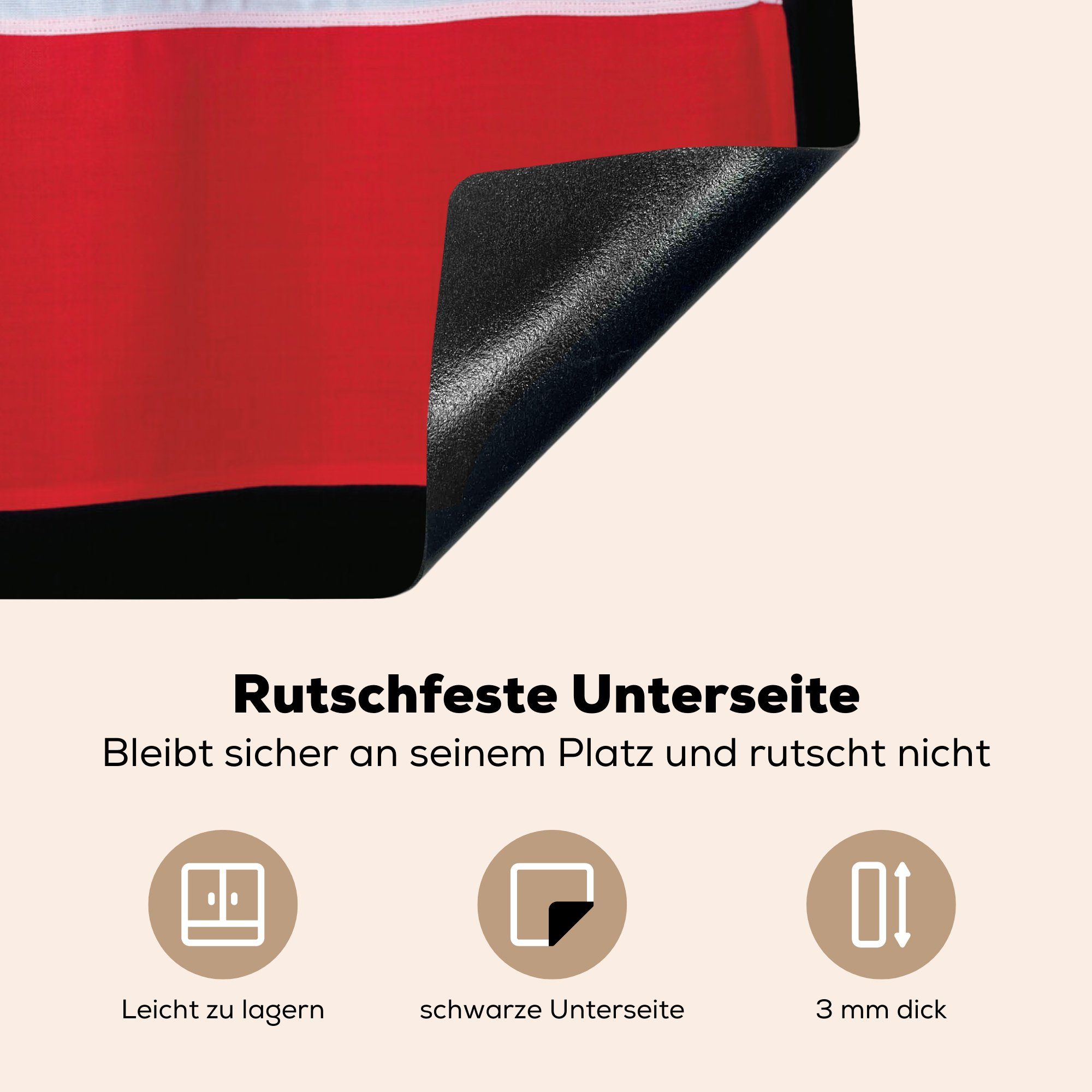 Arbeitsfläche nutzbar, Norwegen schwarzem Herdblende-/Abdeckplatte Flagge 70x52 auf Mobile tlg), Nahaufnahme cm, von MuchoWow (1 Hintergrund, Vinyl, Ceranfeldabdeckung der