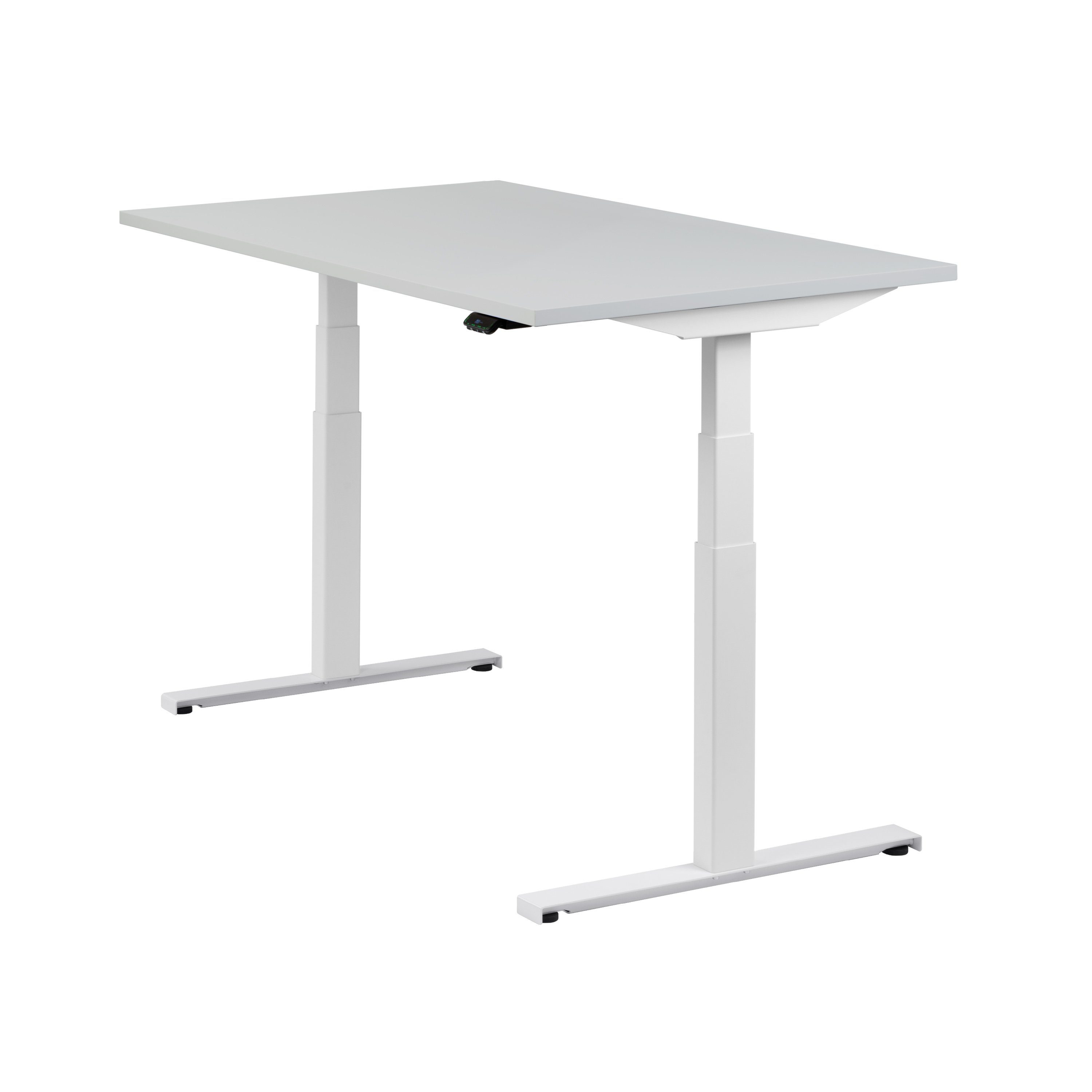 boho office® Schreibtisch Easydesk, | höhenverstellbar elektrisch Weiß Weiß Tischplatte Lichtgrau 80 140 Lichtgrau x cm