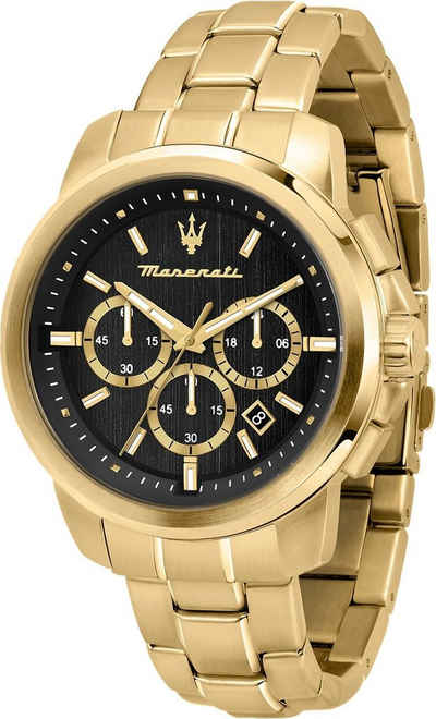 MASERATI Chronograph Maserati Herren Uhr Chronograph, Herrenuhr rund, groß (ca. 52x44mm) Edelstahlarmband, Made-In Italy