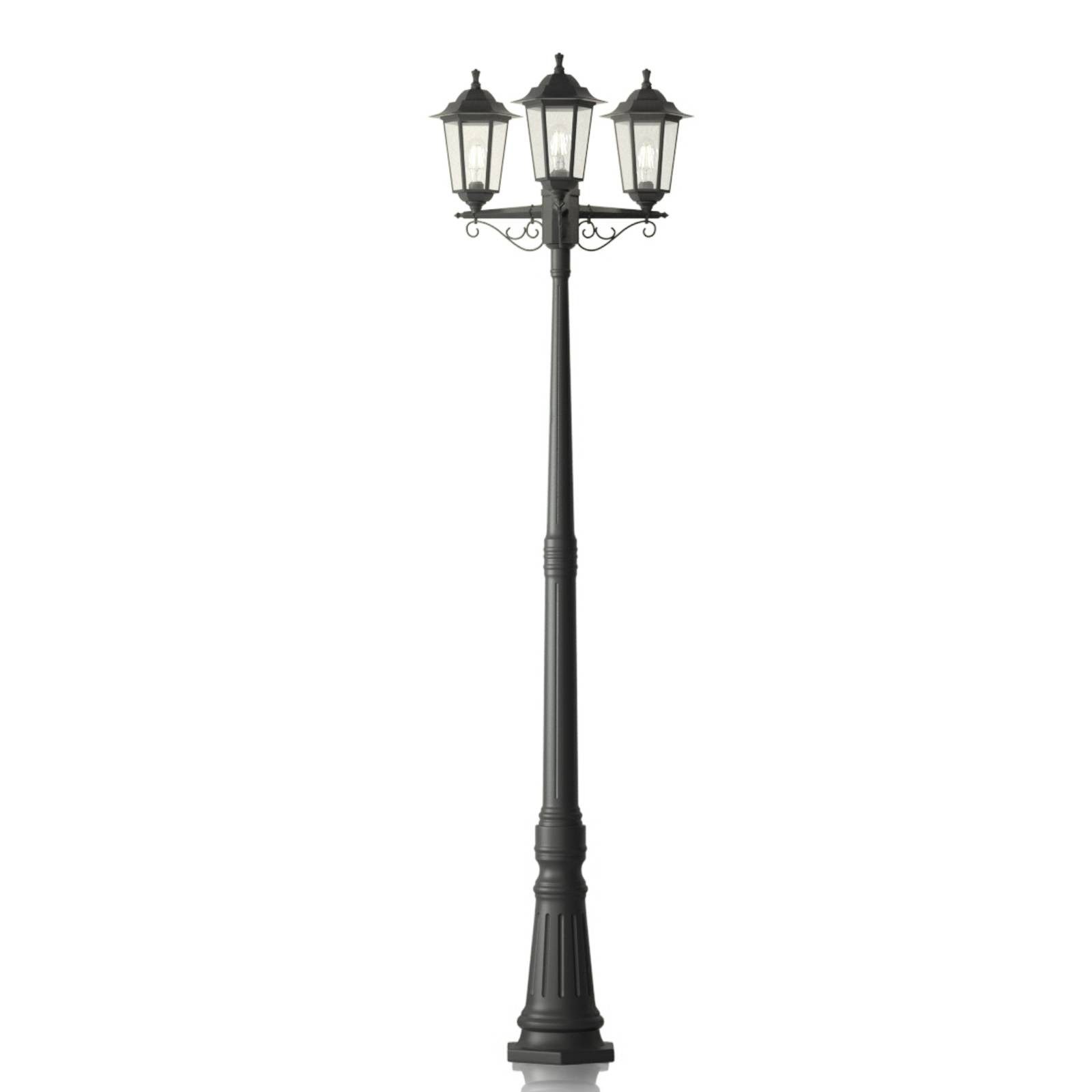 Lindby Außen-Stehlampe Nane, Kunststoff Schwarz IP44, 3 x 60 W