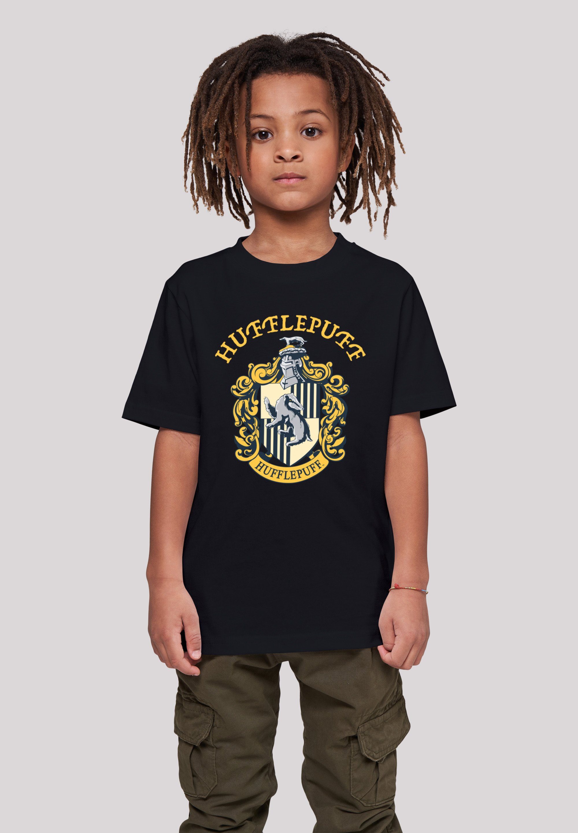 with Basic Crest F4NT4STIC Tee black Potter Hufflepuff (1-tlg) Kurzarmshirt Kids Kinder Harry