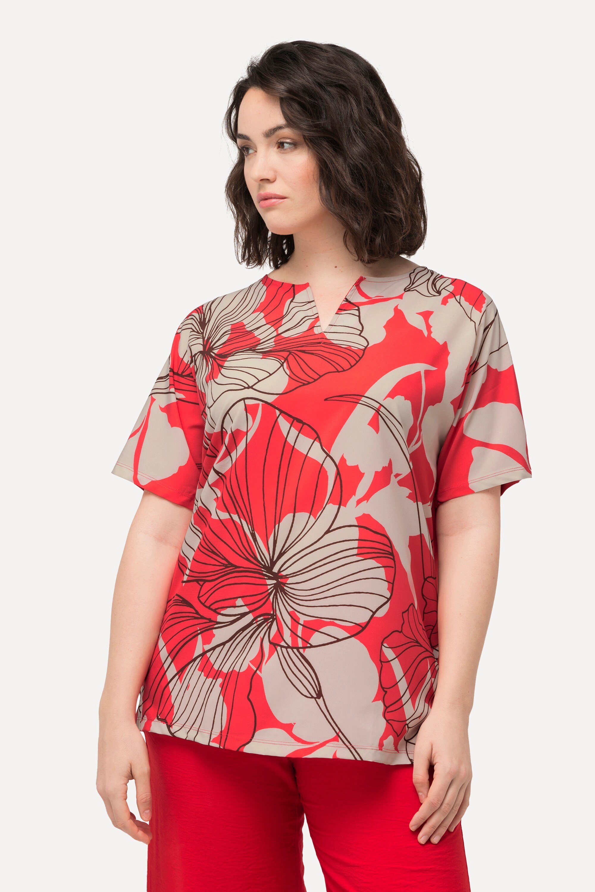 Ulla Popken T-Shirt T-Shirt Blüten Oversized günstig online kaufen