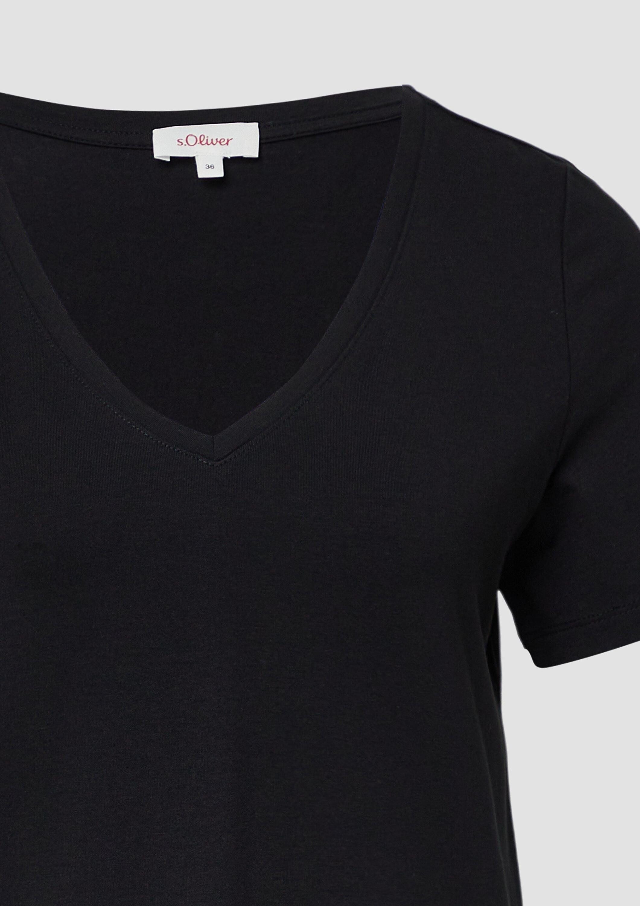 s.Oliver Kurzarmshirt T-Shirt T-Shirt mit V-Ausschnitt
